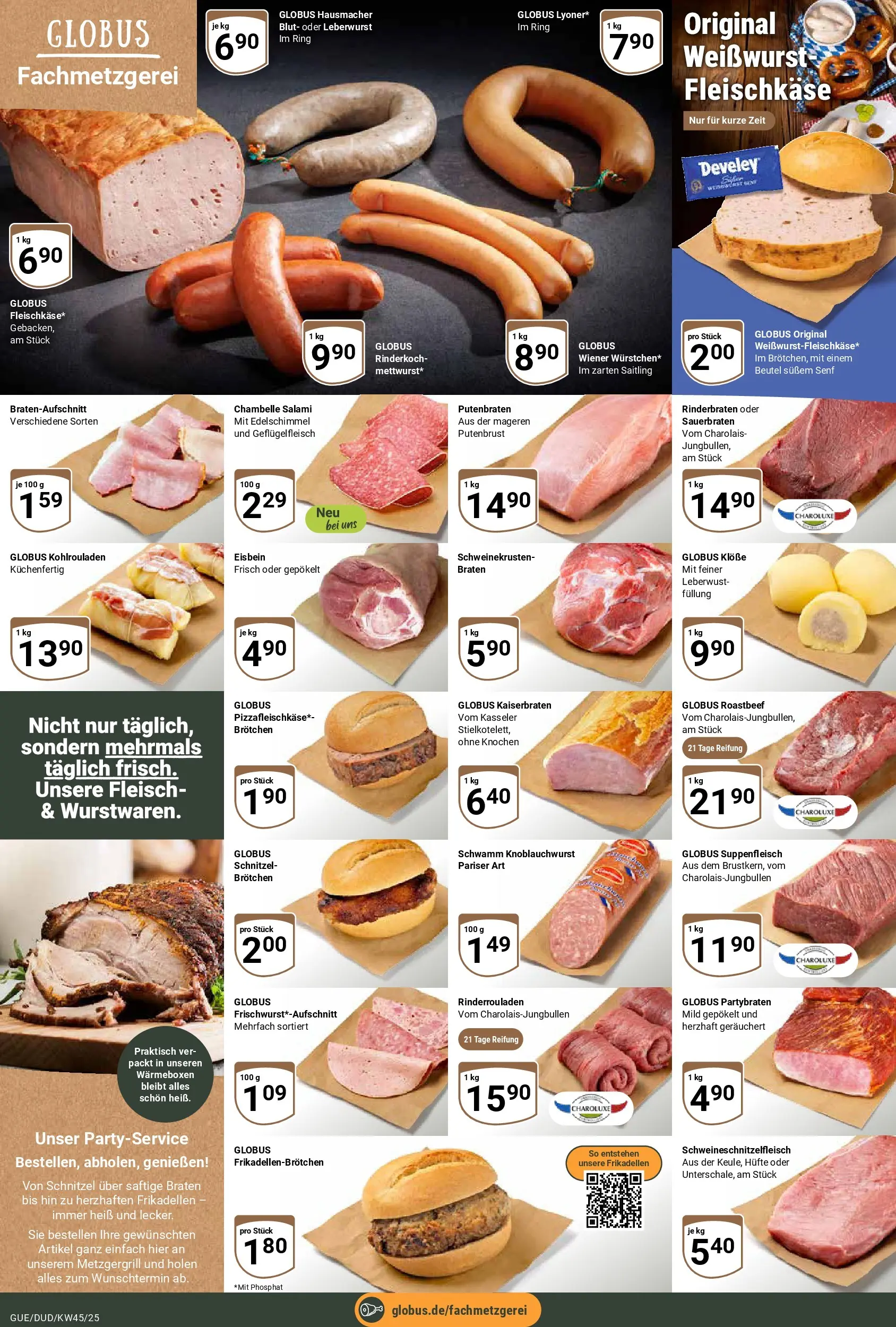 Globus prospekt Saarbrücken-Güdingen	 (ab 02.11.2025) » Angebote online | Seite: 8 | Produkte: Rinderrouladen, Weißwurst, Roastbeef, Fleisch