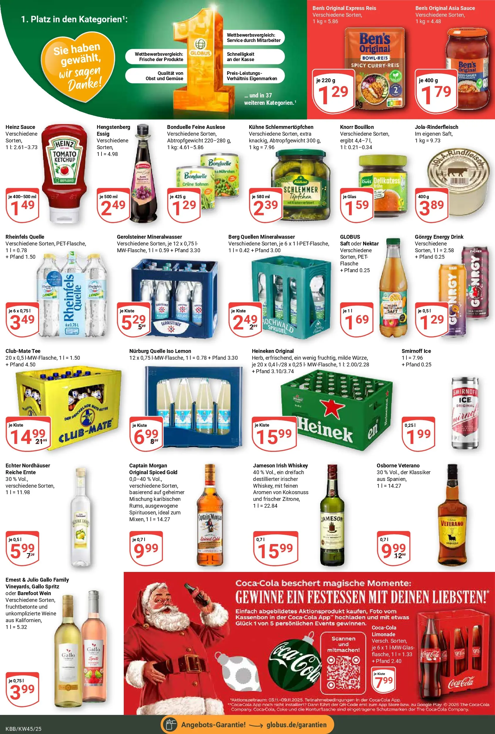 Globus prospekt Koblenz-Bubenheim	 (ab 02.11.2025) » Angebote online | Seite: 3 | Produkte: Coca cola, Gemüse, Reis, Ketchup