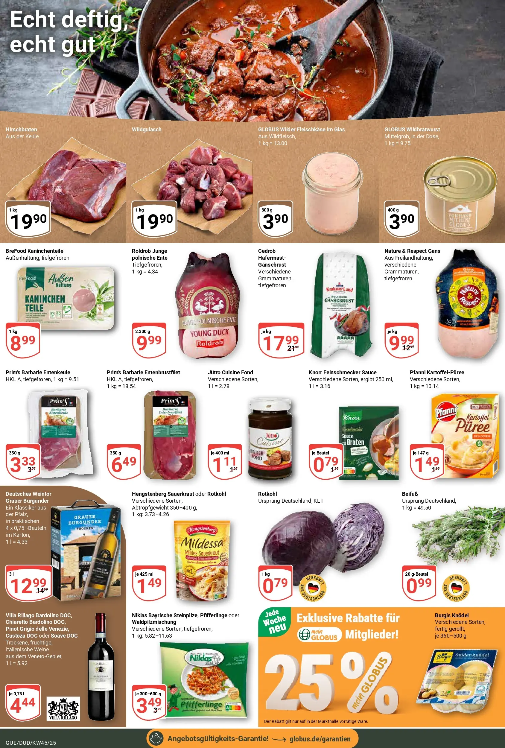 Globus prospekt Saarbrücken-Güdingen	 (ab 02.11.2025) » Angebote online | Seite: 11 | Produkte: Rotkohl, Kaninchen, Knorr, Pfifferlinge