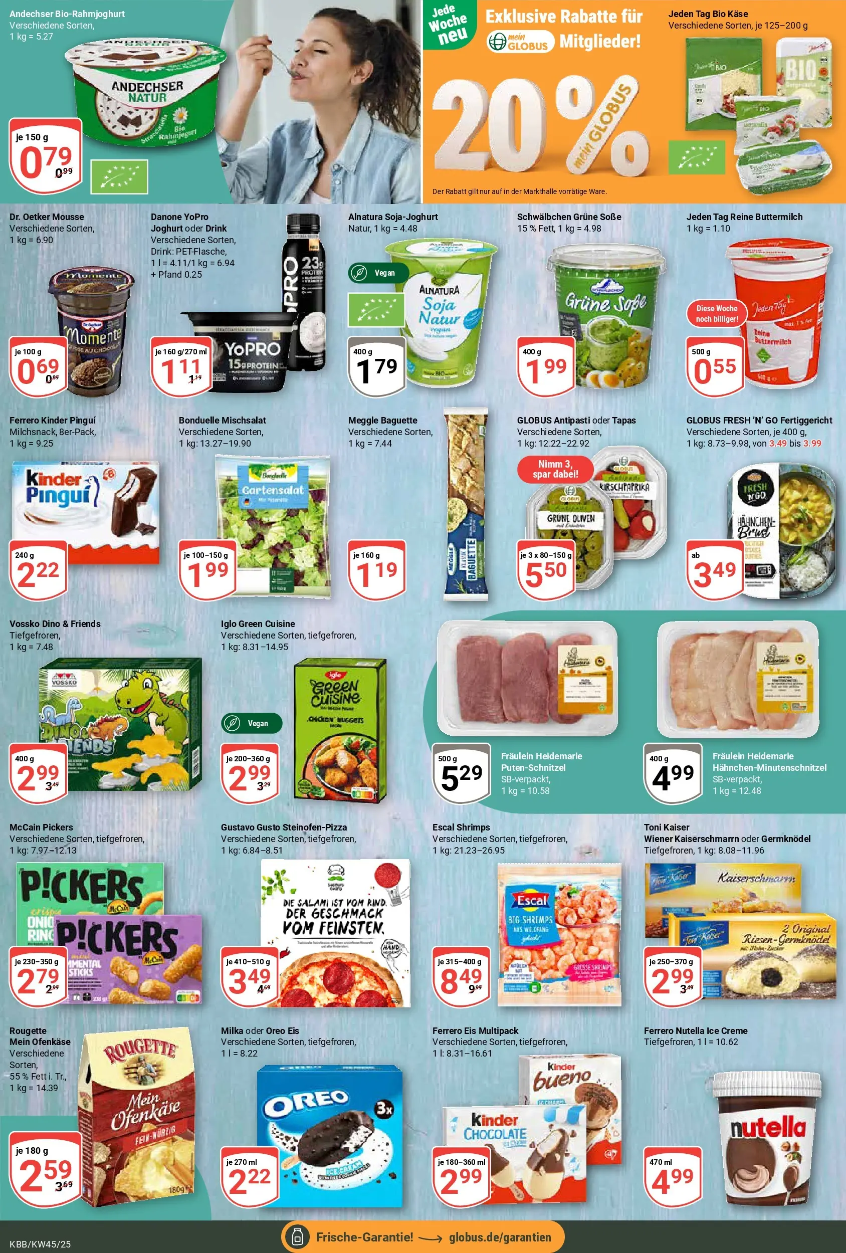 Globus prospekt Koblenz-Bubenheim	 (ab 02.11.2025) » Angebote online | Seite: 9 | Produkte: Hahnchen, Joghurt, Nutella, Soße