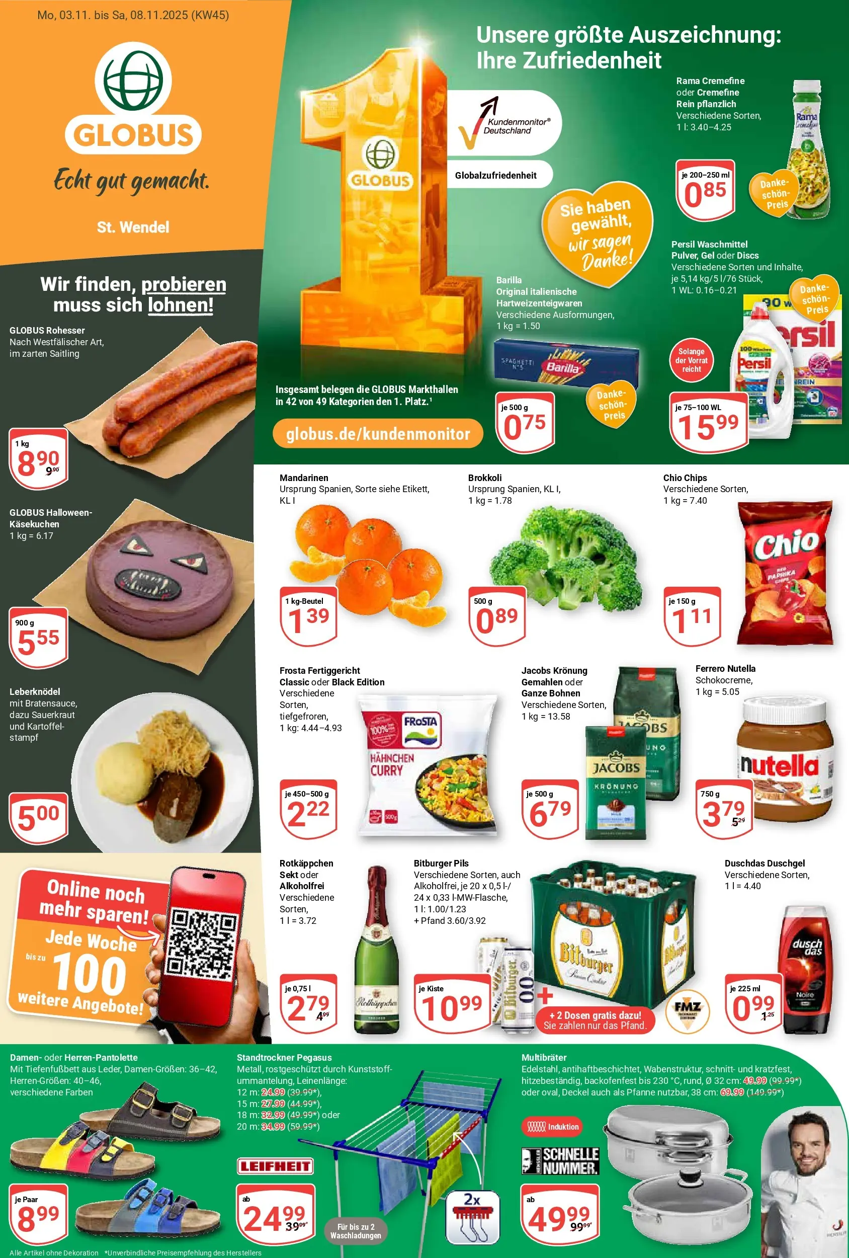 Globus prospekt St. Wendel	 (ab 02.11.2025) » Angebote online | Seite: 1 | Produkte: Rama cremefine, Mandarinen, Brokkoli, Chips