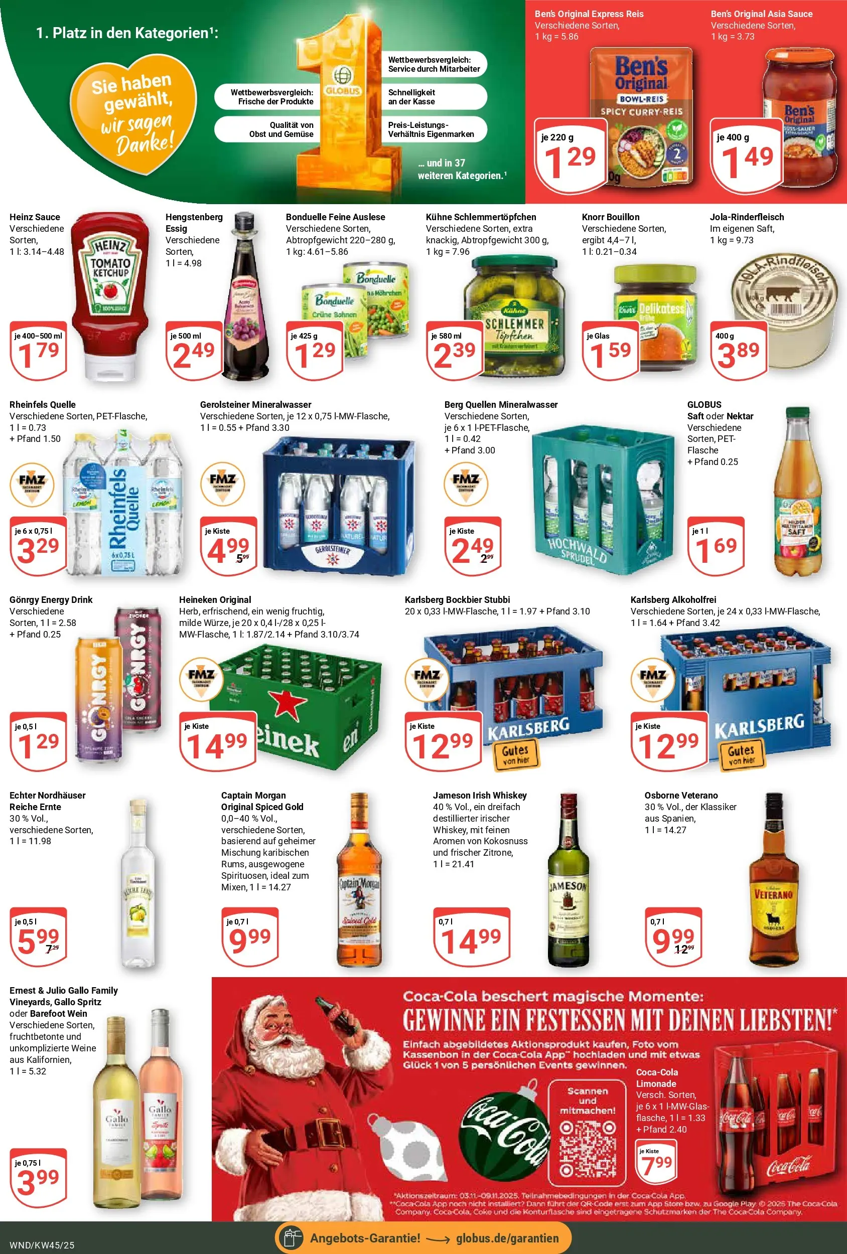 Globus prospekt St. Wendel	 (ab 02.11.2025) » Angebote online | Seite: 4 | Produkte: Coca cola, Limonade, Saft, Rheinfels quelle