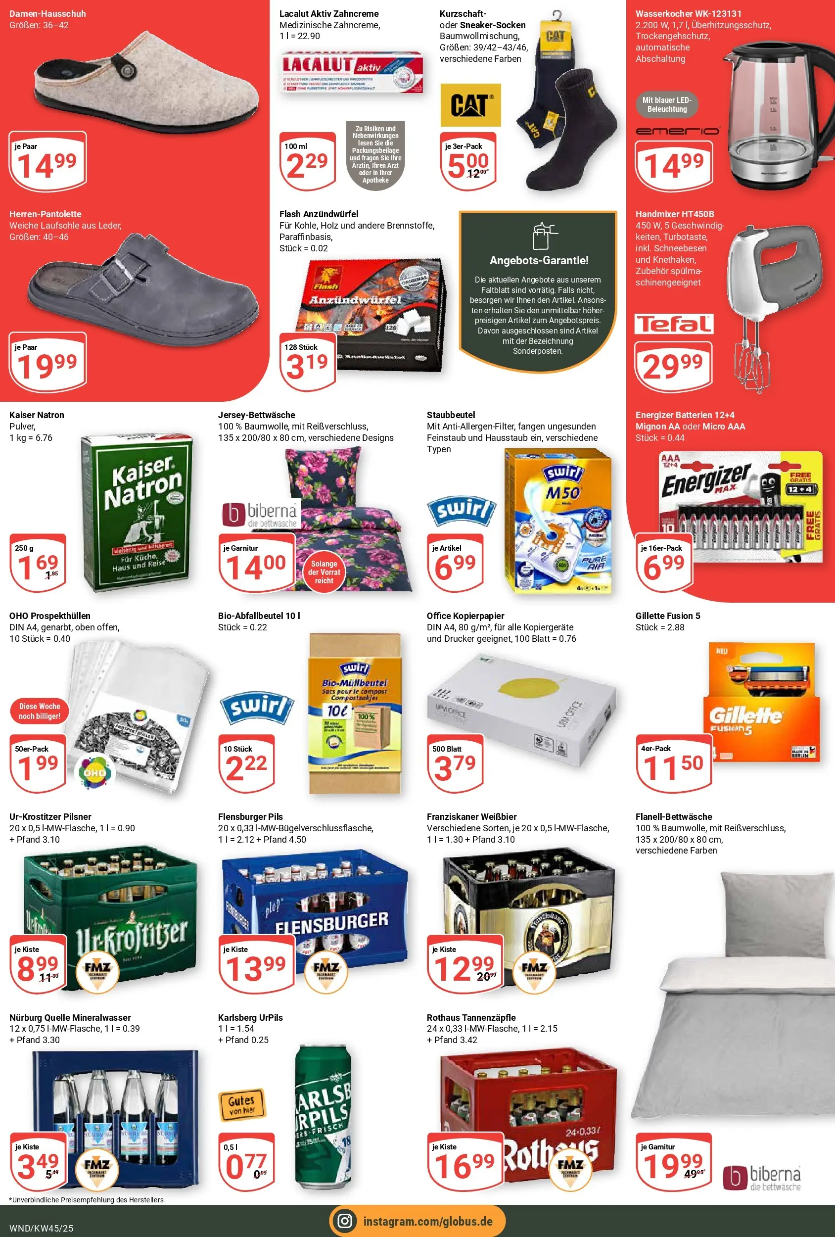 Globus prospekt St. Wendel	 (ab 02.11.2025) » Angebote online | Seite: 5 | Produkte: Wasserkocher, Weißbier, Bettwäsche, Handmixer