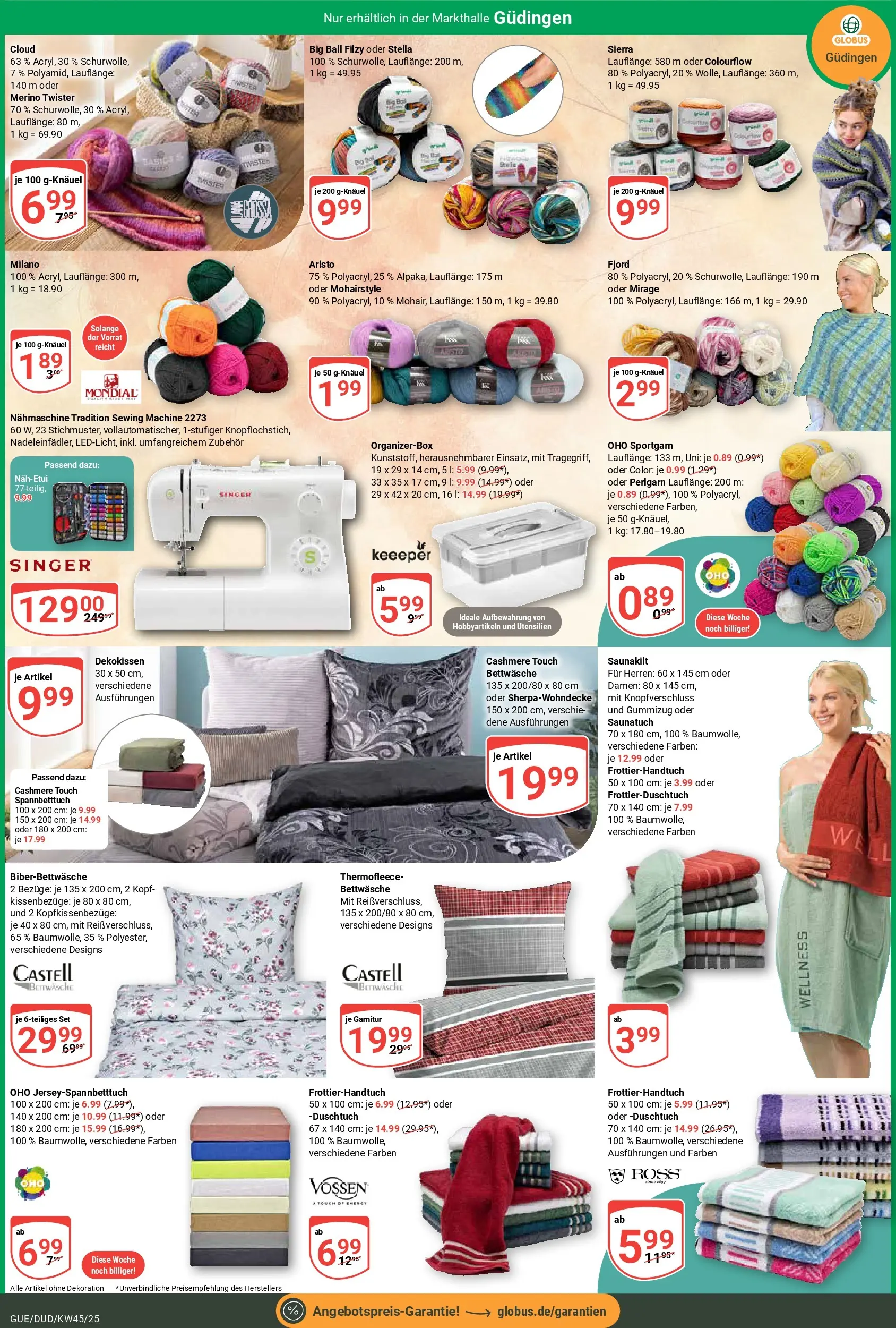 Globus prospekt Saarbrücken-Güdingen	 (ab 02.11.2025) » Angebote online | Seite: 30 | Produkte: Nähmaschine, Bettwäsche