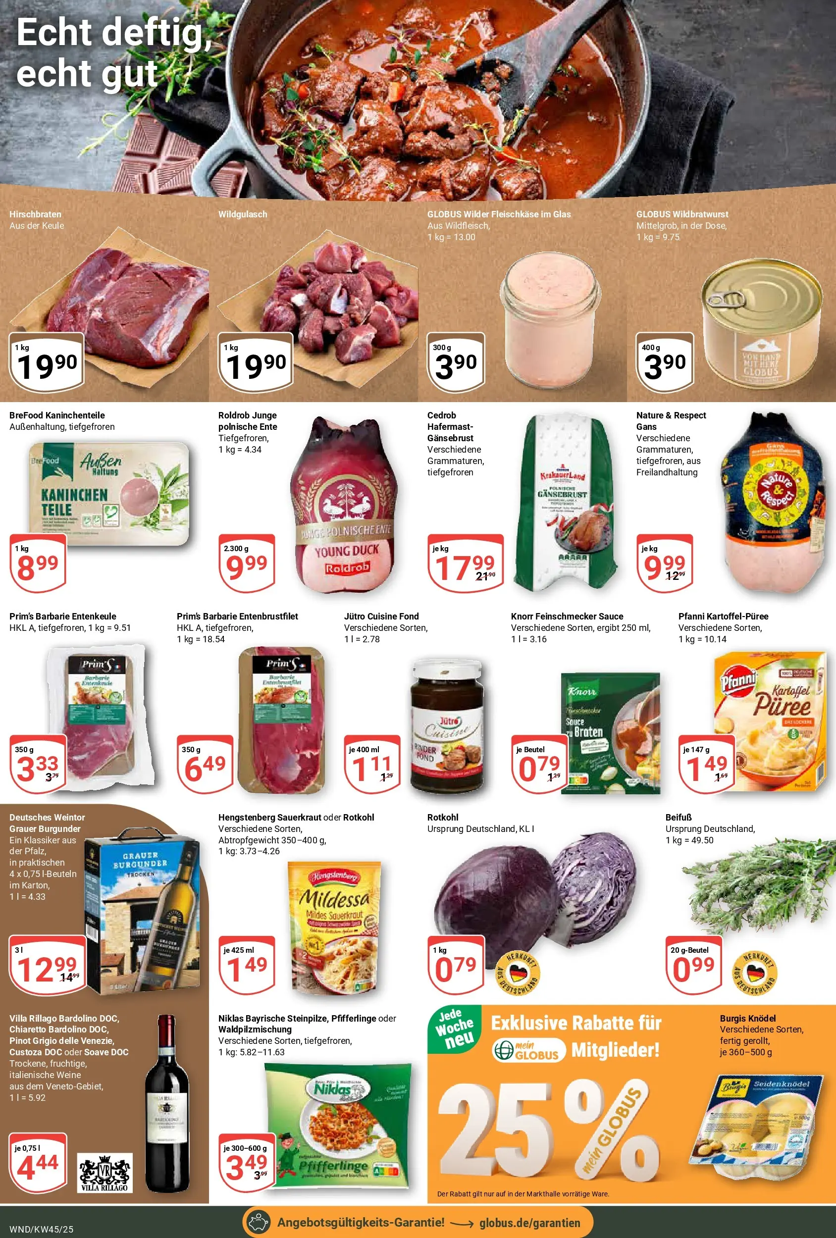 Globus prospekt St. Wendel	 (ab 02.11.2025) » Angebote online | Seite: 14 | Produkte: Kaninchen, Bratwurst, Pfifferlinge, Ente