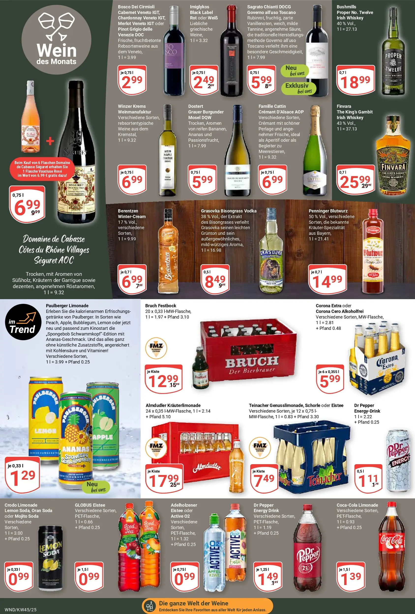 Globus prospekt St. Wendel	 (ab 02.11.2025) » Angebote online | Seite: 20 | Produkte: Energy, Adelholzener, Ananas, Wein