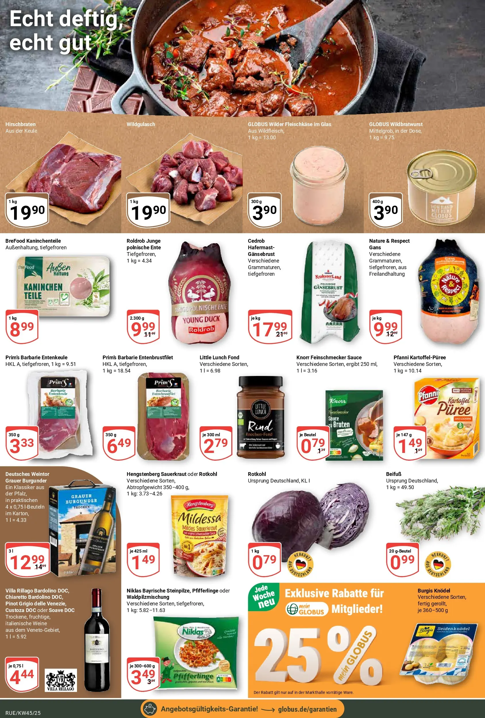 Globus prospekt Rüsselsheim	 (ab 02.11.2025) » Angebote online | Seite: 12 | Produkte: Rotkohl, Kaninchen, Pfifferlinge, Ente