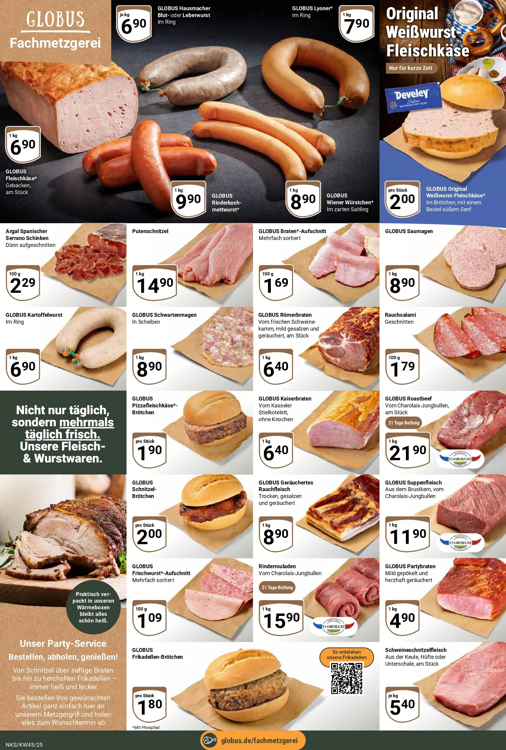 Globus prospekt Neunkirchen	 (ab 02.11.2025) » Angebote online | Seite: 8 | Produkte: Weißwurst, Schnitzel, Putenschnitzel, Serrano schinken