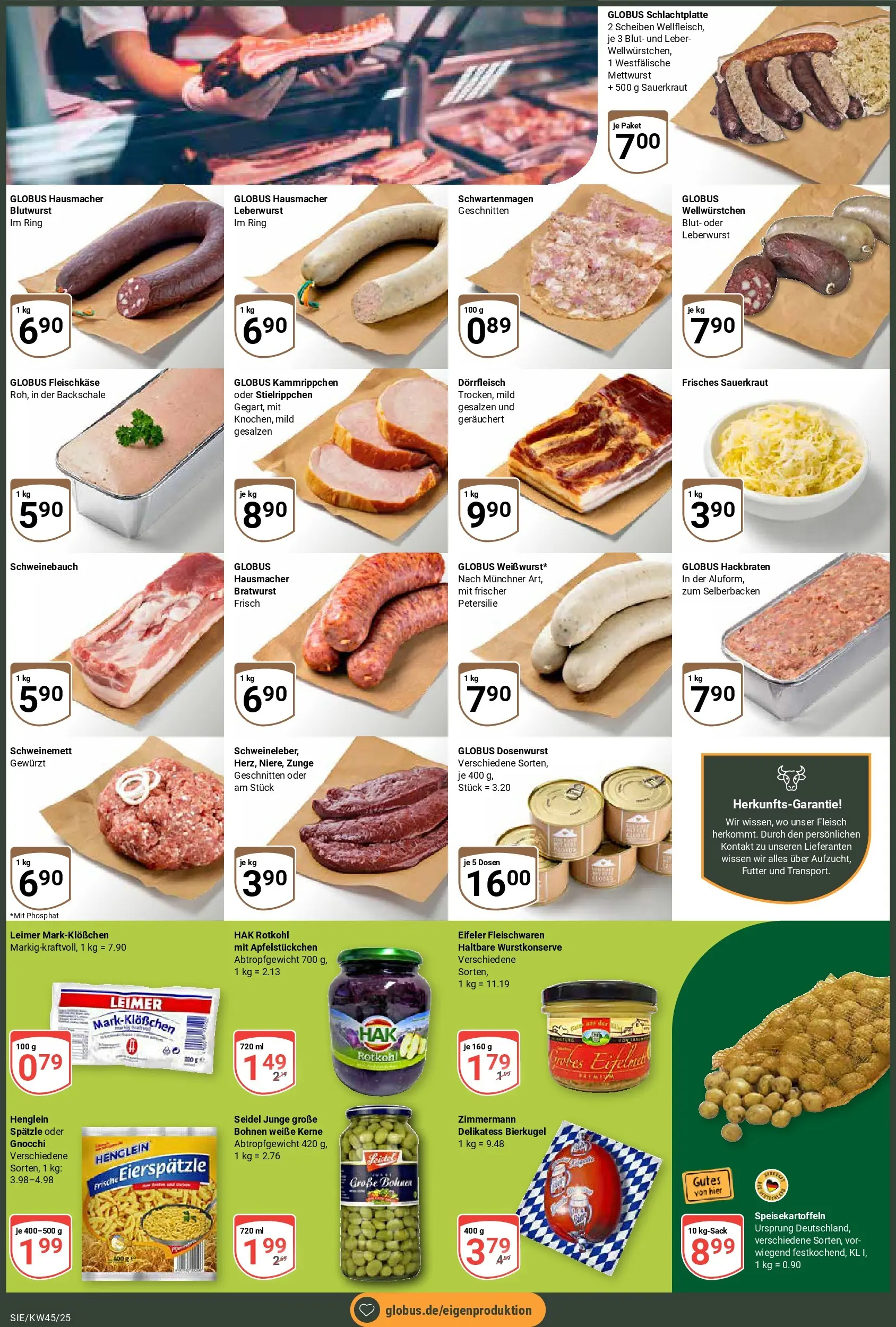 Globus prospekt Siegen	 (ab 02.11.2025) » Angebote online | Seite: 2 | Produkte: Rotkohl, Schweinebauch, Bratwurst, Fleisch