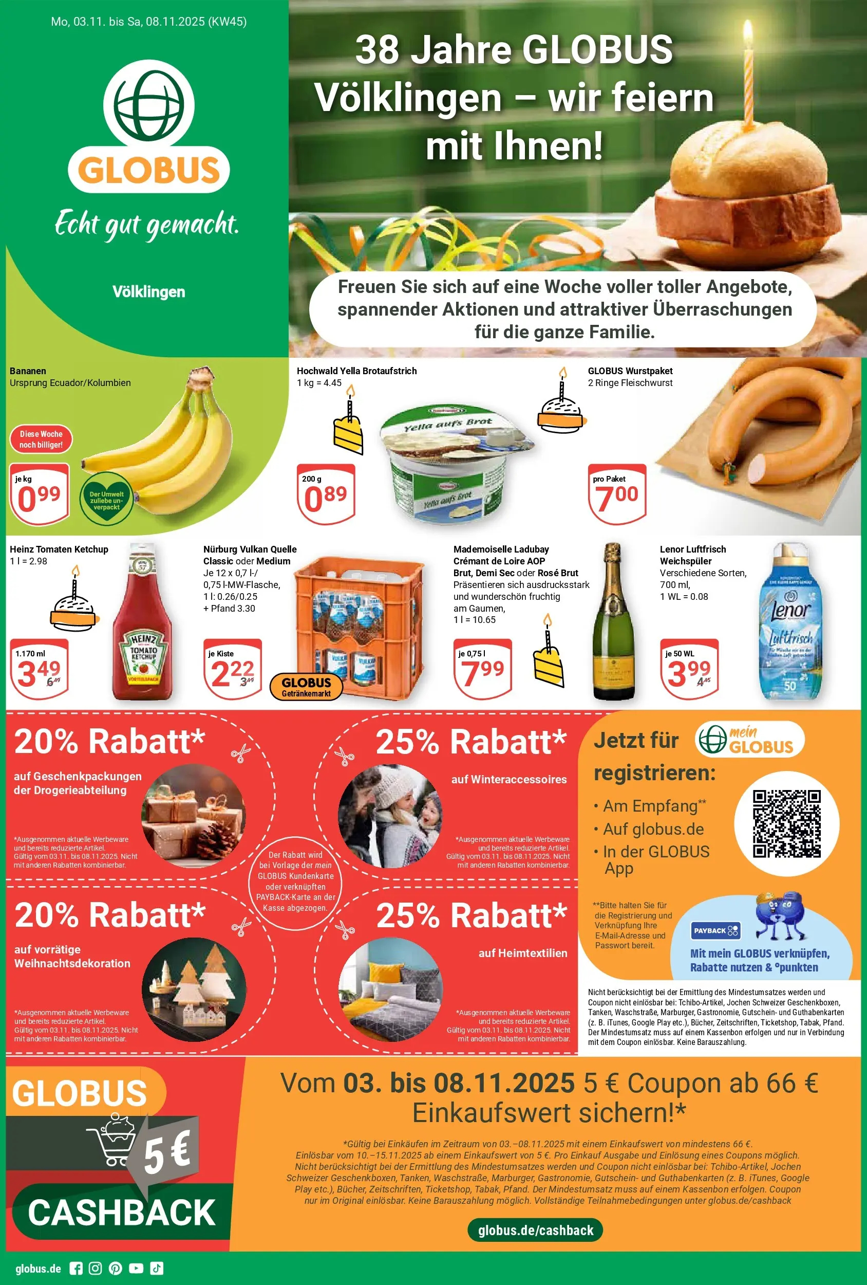 Globus prospekt Völklingen	 (ab 02.11.2025) » Angebote online | Seite: 1 | Produkte: Bananen, Tomaten, Brot, Ketchup