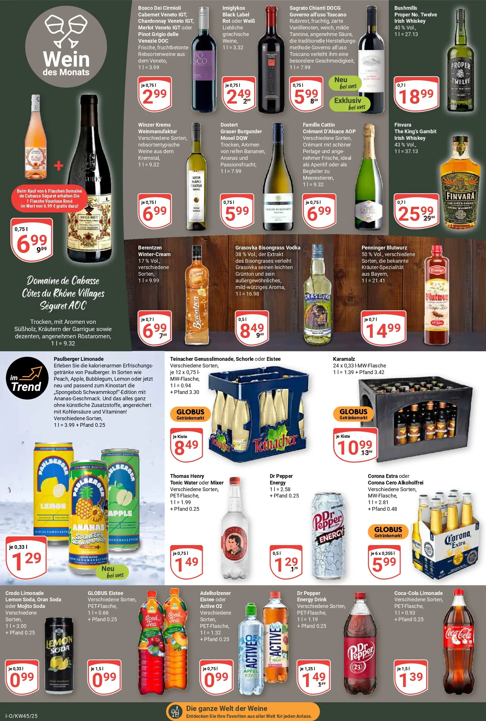 Globus prospekt Idar-Oberstein	 (ab 02.11.2025) » Angebote online | Seite: 15 | Produkte: Merlot, Limonade, Wein, Vodka