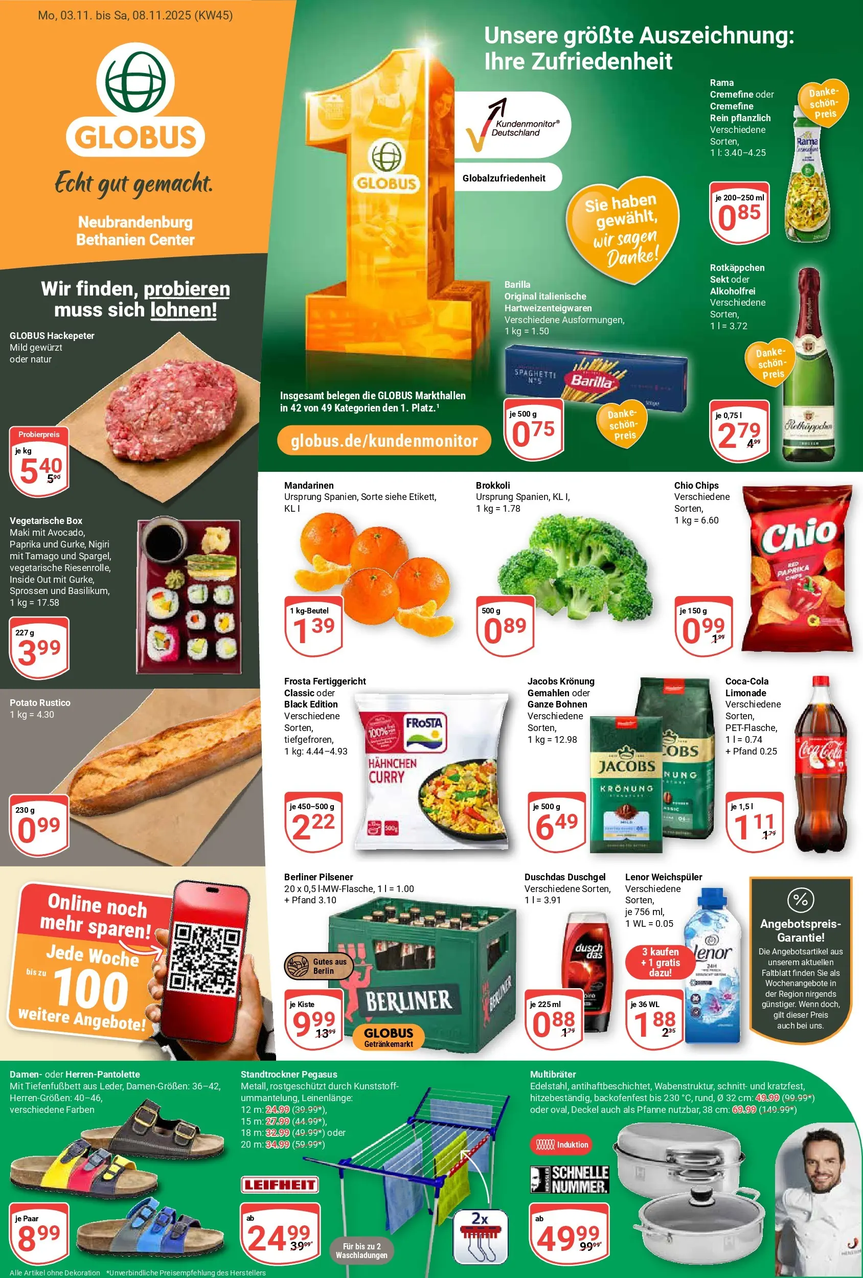 Globus prospekt Neubrandenburg	 (ab 02.11.2025) » Angebote online | Seite: 1 | Produkte: Lenor, Mandarinen, Duschgel, Chips