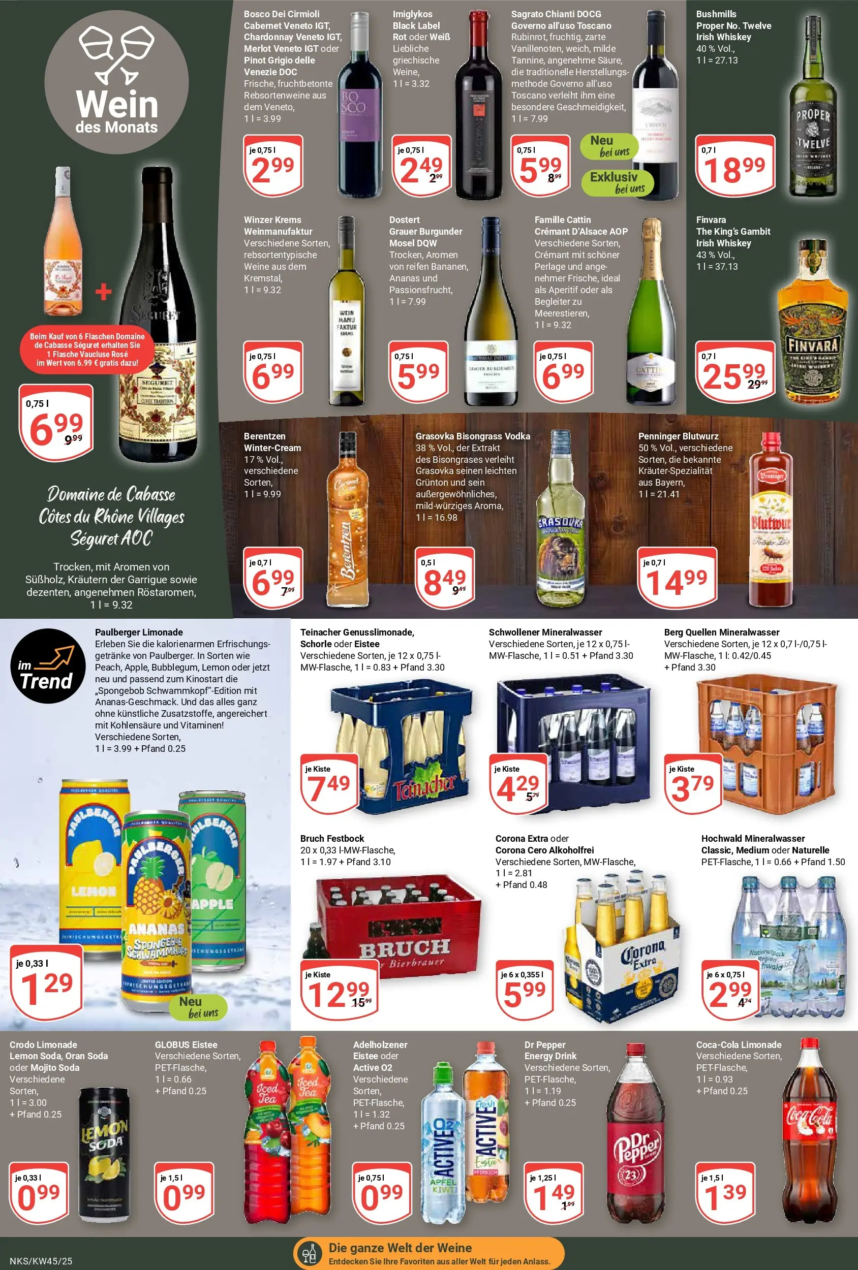 Globus prospekt Neunkirchen	 (ab 02.11.2025) » Angebote online | Seite: 16 | Produkte: Energy, Adelholzener, Mineralwasser, Wein