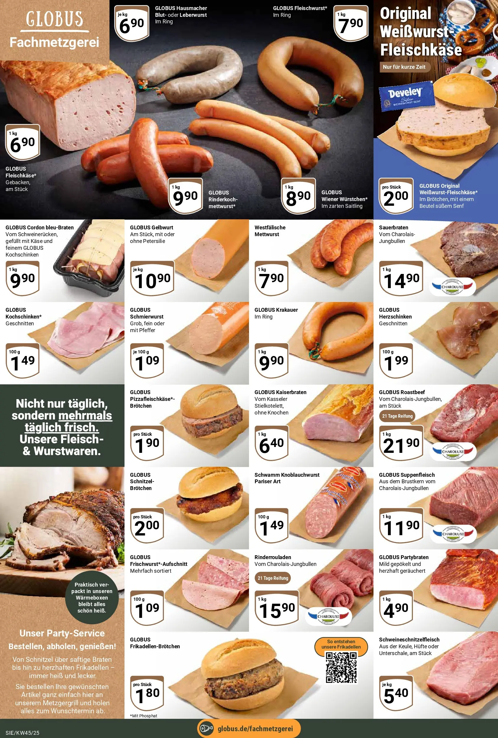 Globus prospekt Siegen	 (ab 02.11.2025) » Angebote online | Seite: 10 | Produkte: Rinderrouladen, Käse, Weißwurst, Suppenfleisch