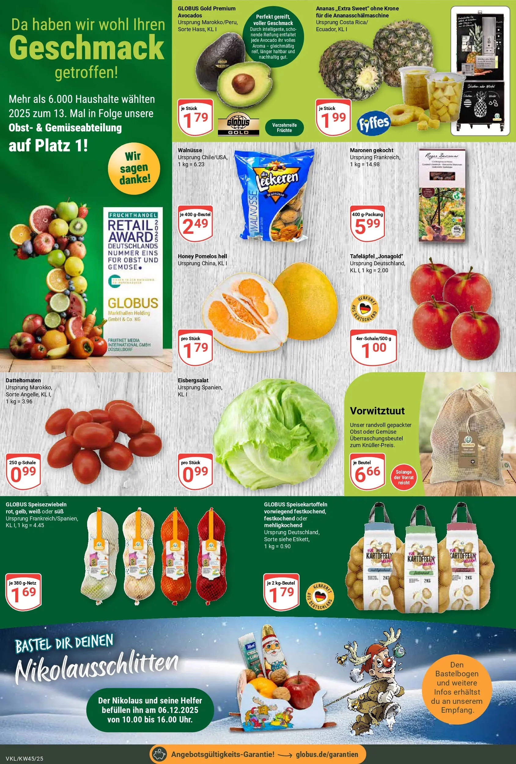 Globus prospekt Völklingen	 (ab 02.11.2025) » Angebote online | Seite: 9 | Produkte: Ananas, Avocado, Kartoffeln, Obst