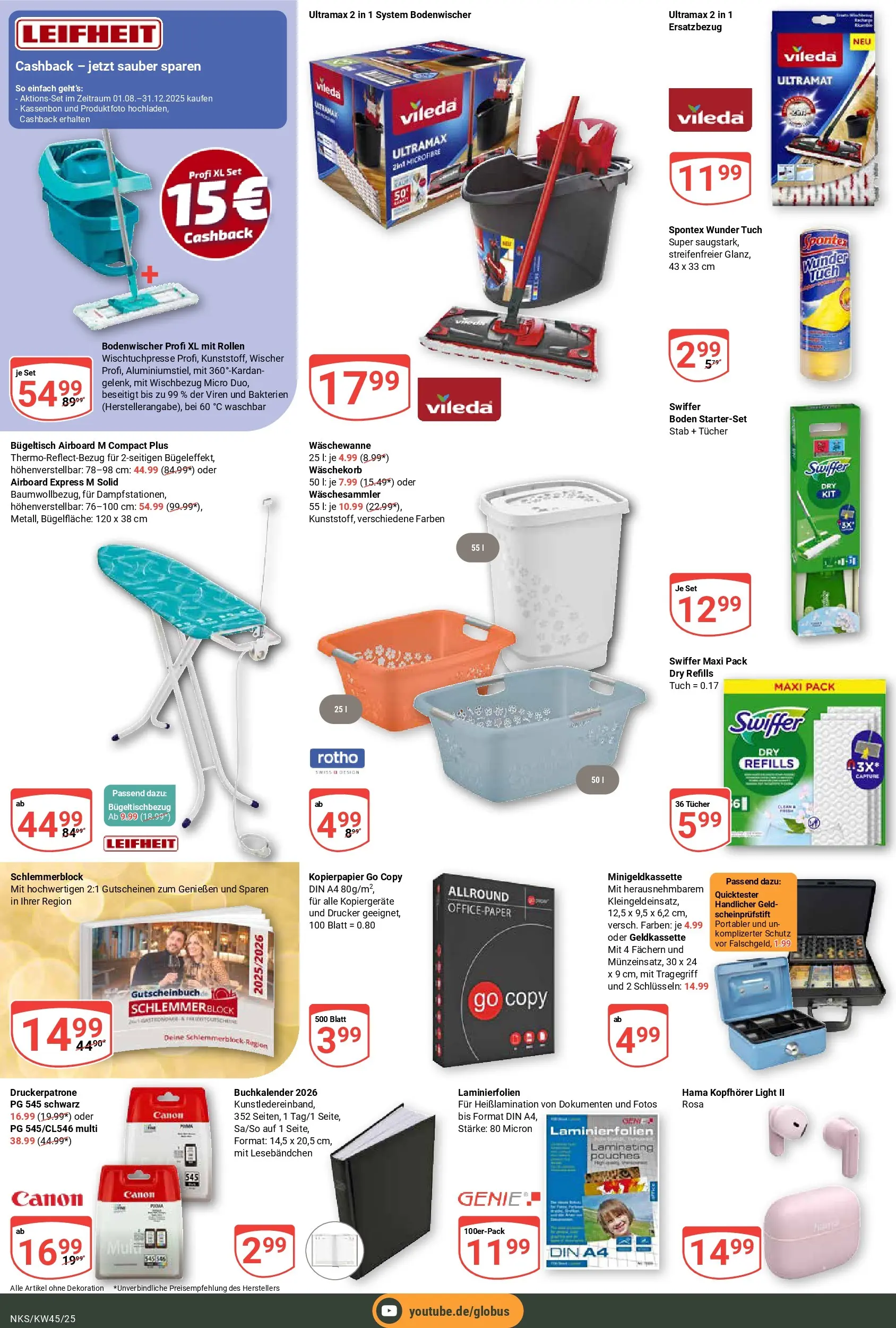 Globus prospekt Neunkirchen	 (ab 02.11.2025) » Angebote online | Seite: 22 | Produkte: Swiffer, Drucker, Kopfhörer