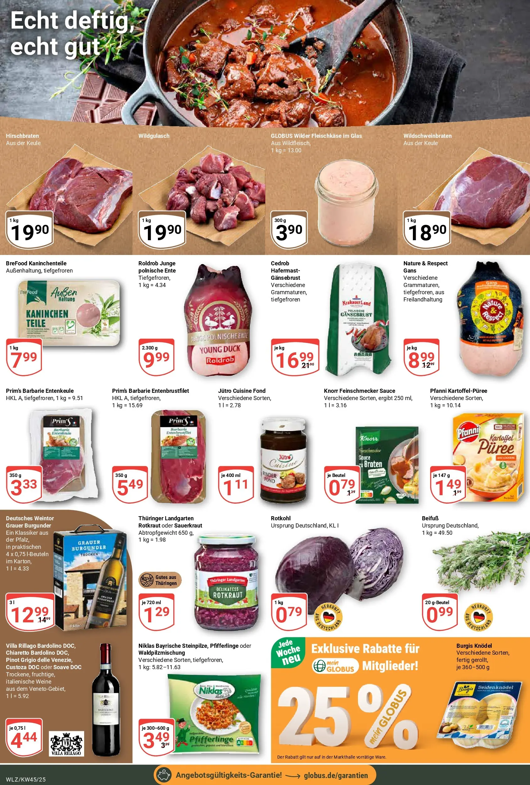 Globus prospekt Weischlitz	 (ab 02.11.2025) » Angebote online | Seite: 10 | Produkte: Rotkohl, Kaninchen, Pfifferlinge, Ente