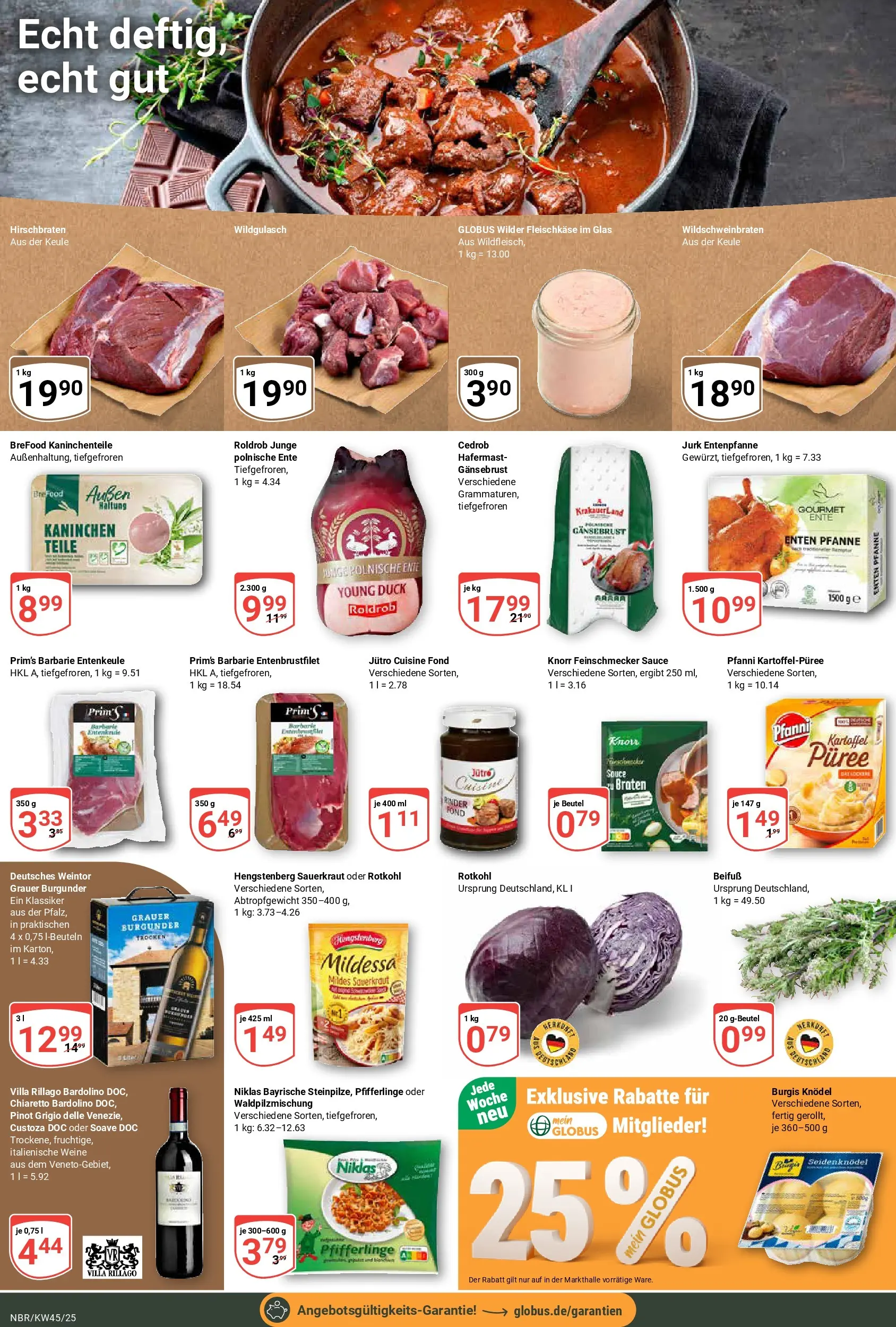 Globus prospekt Neubrandenburg	 (ab 02.11.2025) » Angebote online | Seite: 11 | Produkte: Rotkohl, Knorr, Pfifferlinge, Ente