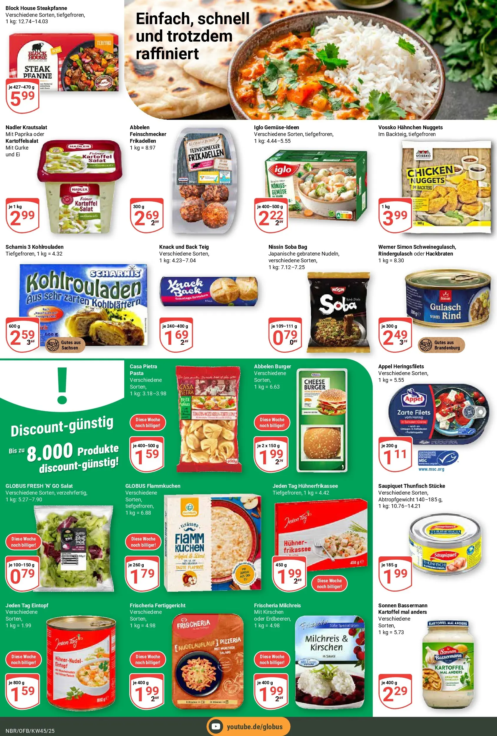 Globus prospekt Neubrandenburg	 (ab 02.11.2025) » Angebote online | Seite: 13 | Produkte: Thunfisch, Gulasch, Steak, Salat