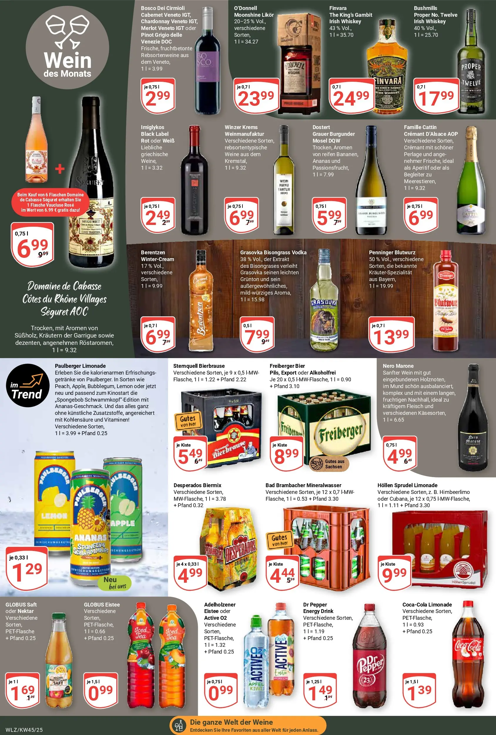 Globus prospekt Weischlitz	 (ab 02.11.2025) » Angebote online | Seite: 15 | Produkte: Likör, Merlot, Adelholzener, Wein