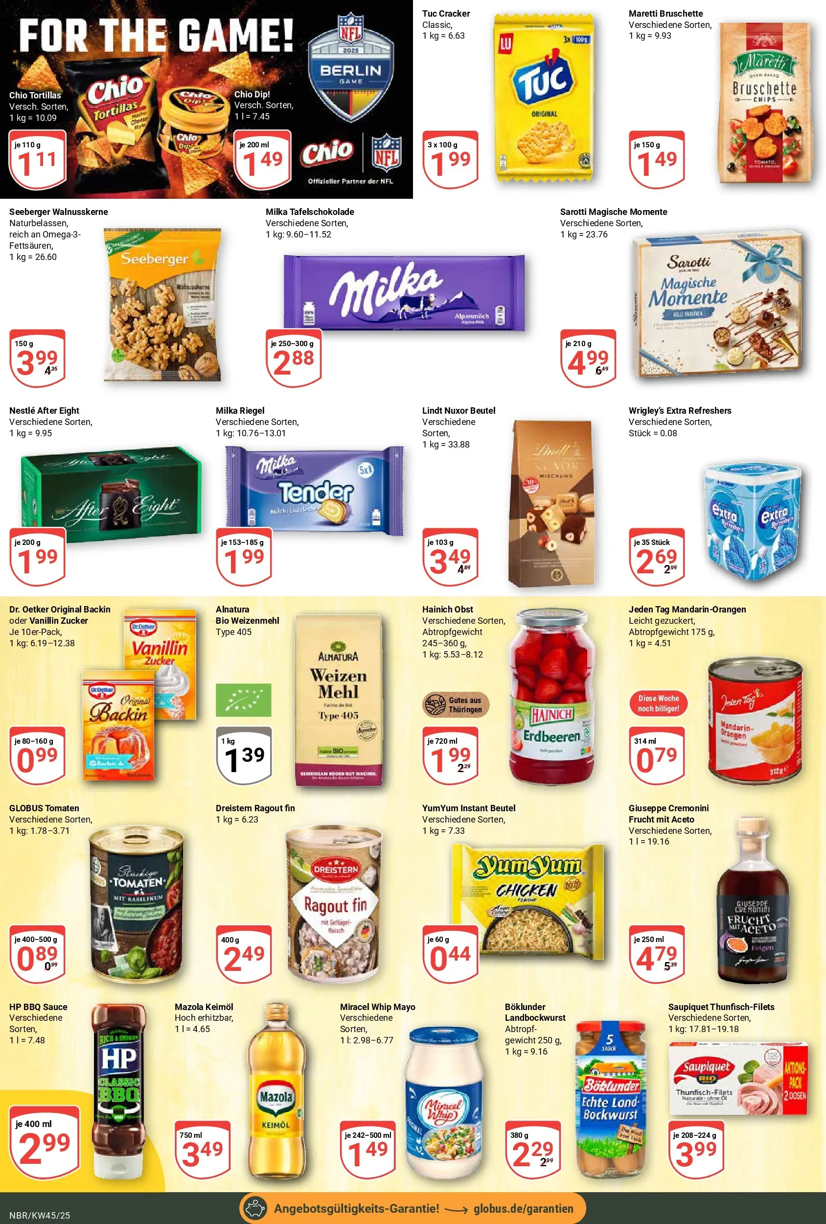 Globus prospekt Neubrandenburg	 (ab 02.11.2025) » Angebote online | Seite: 15 | Produkte: HP, Weizenmehl, Miracel whip, Obst