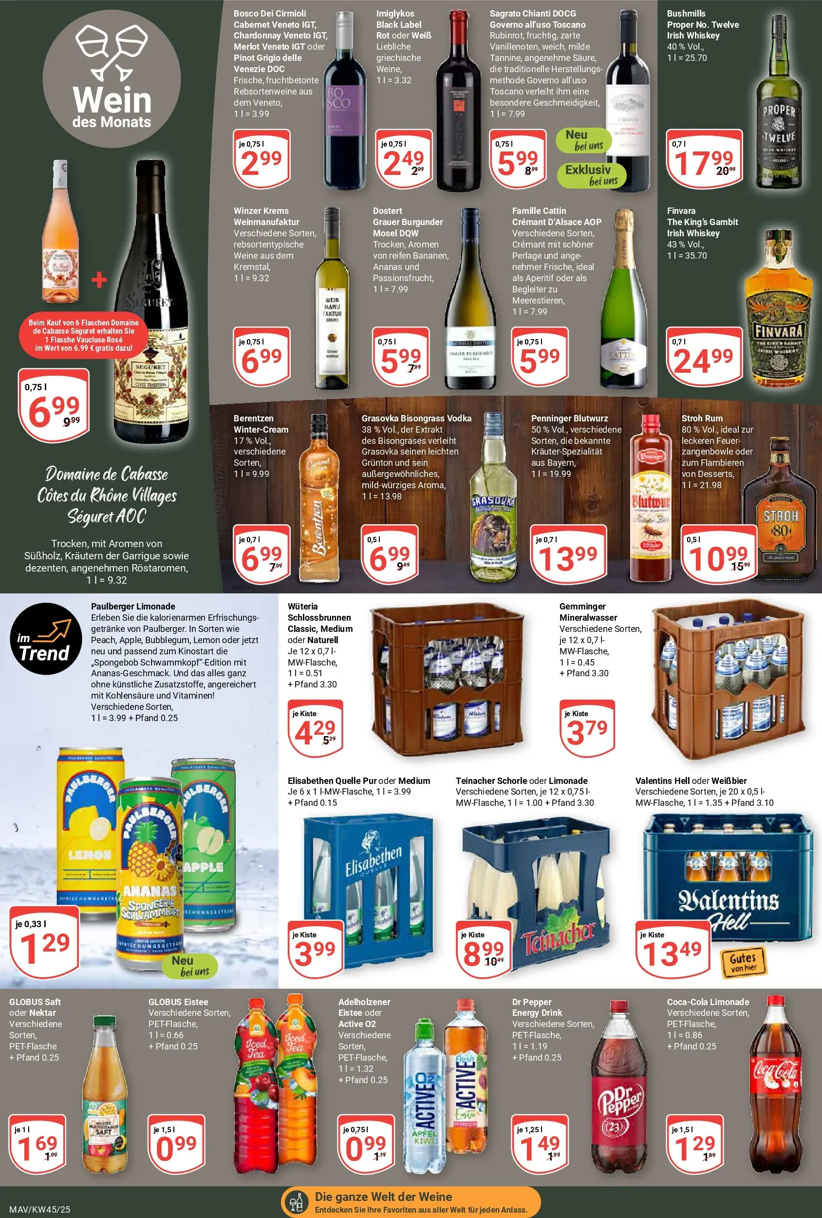 Globus prospekt Mannheim	 (ab 02.11.2025) » Angebote online | Seite: 16 | Produkte: Weißbier, Adelholzener, Whiskey, Berentzen