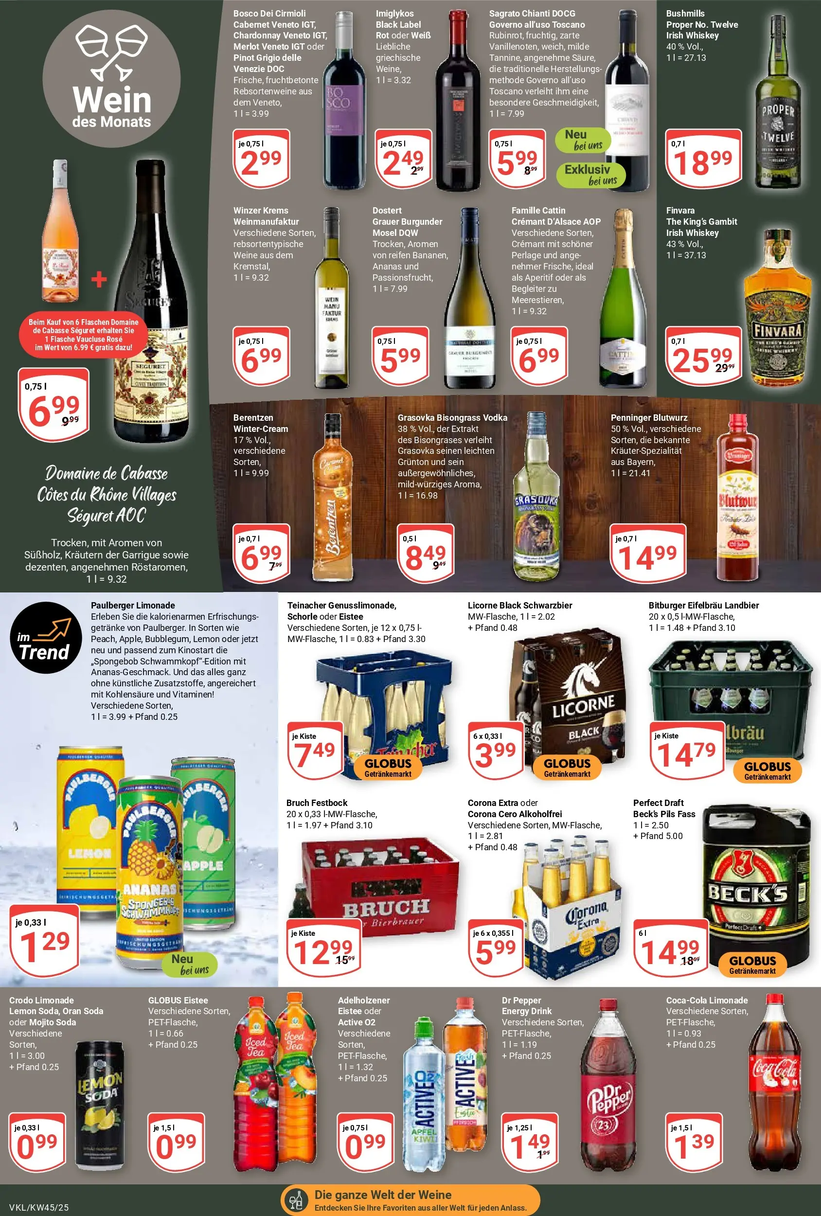 Globus prospekt Völklingen	 (ab 02.11.2025) » Angebote online | Seite: 19 | Produkte: Cola, Energy, Limonade, Berentzen