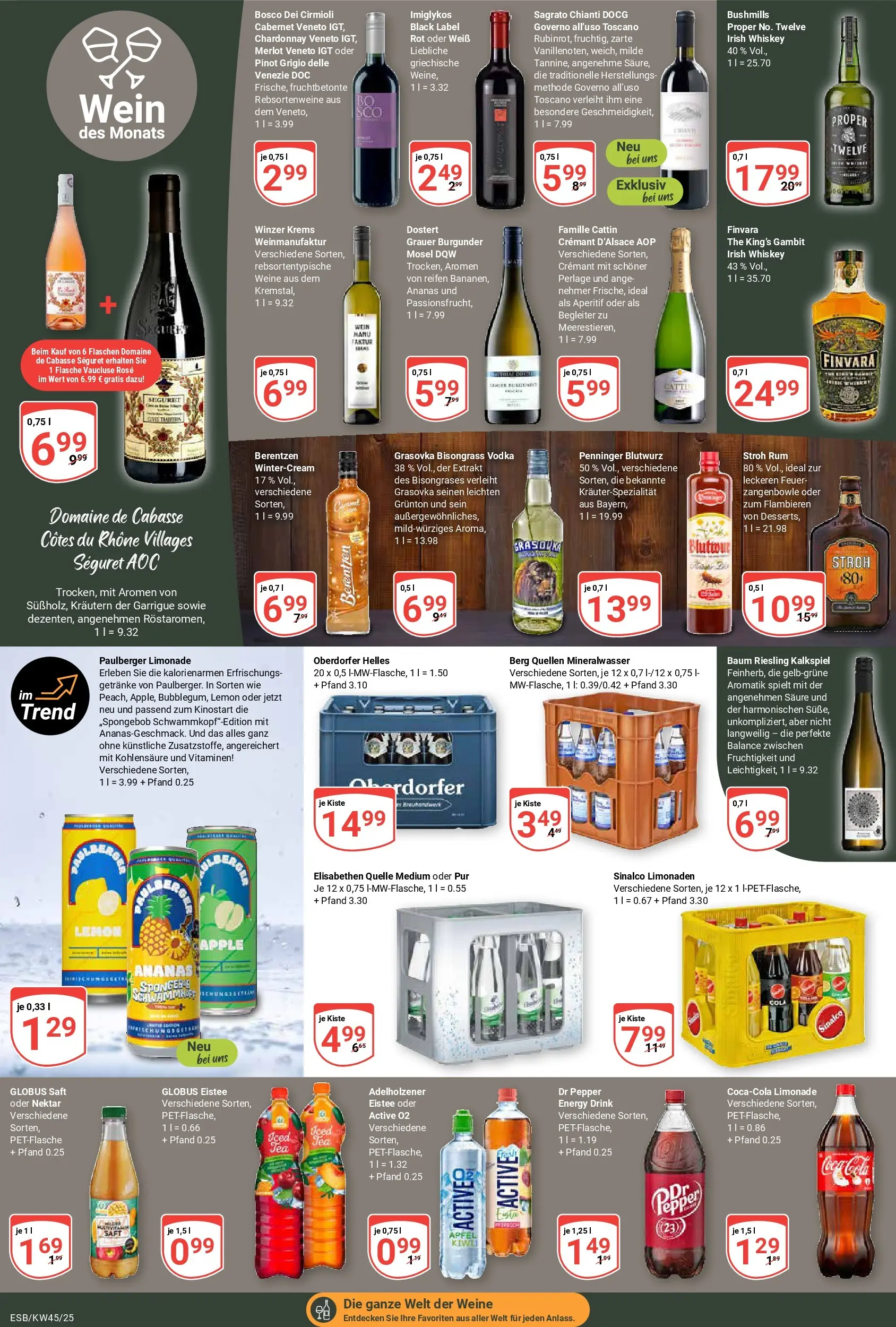 Globus prospekt Eschborn	 (ab 02.11.2025) » Angebote online | Seite: 18 | Produkte: Mineralwasser, Saft, Wein, Berentzen