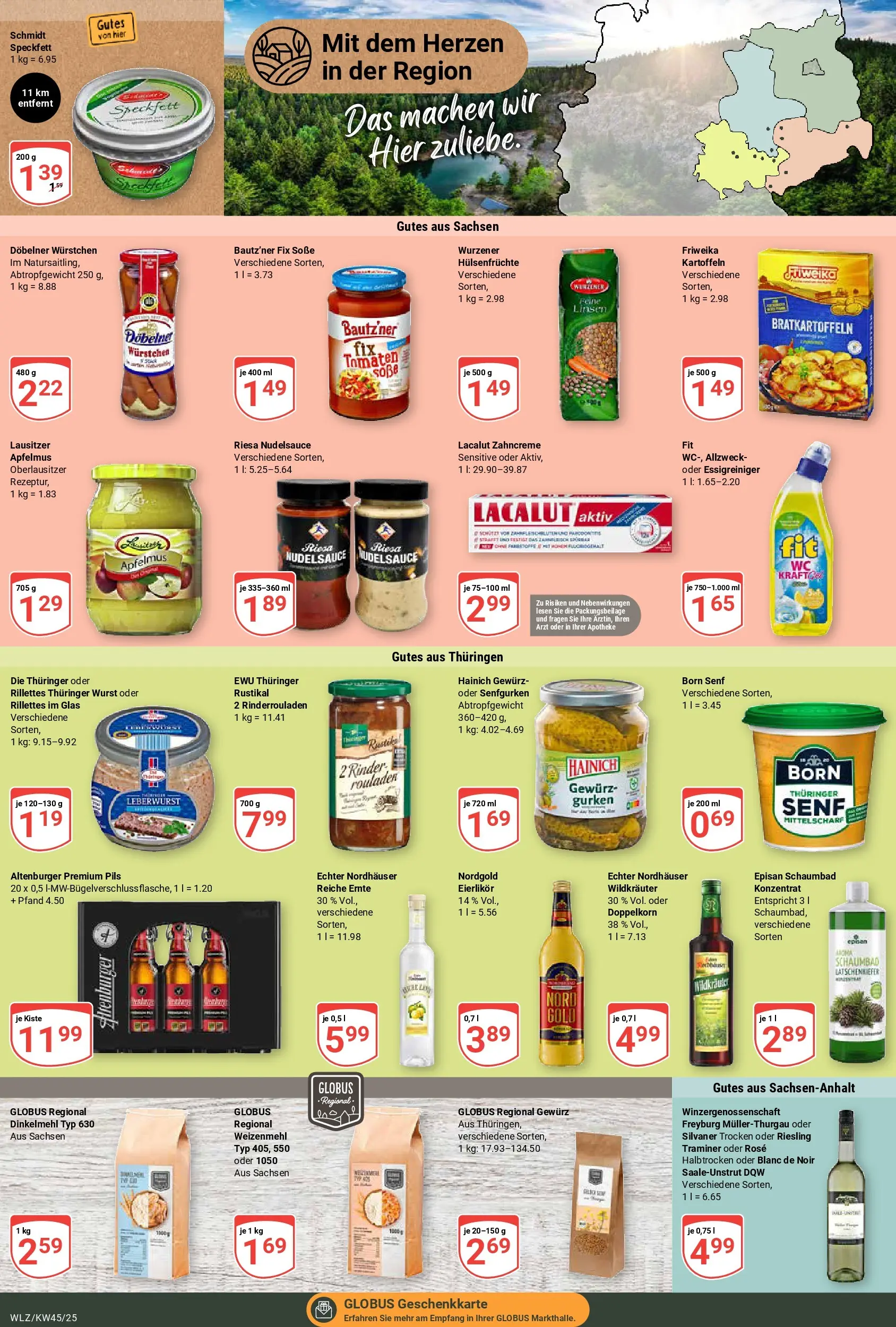 Globus prospekt Weischlitz	 (ab 02.11.2025) » Angebote online | Seite: 20 | Produkte: Rinderrouladen, Weizenmehl, Wurst, Gurken