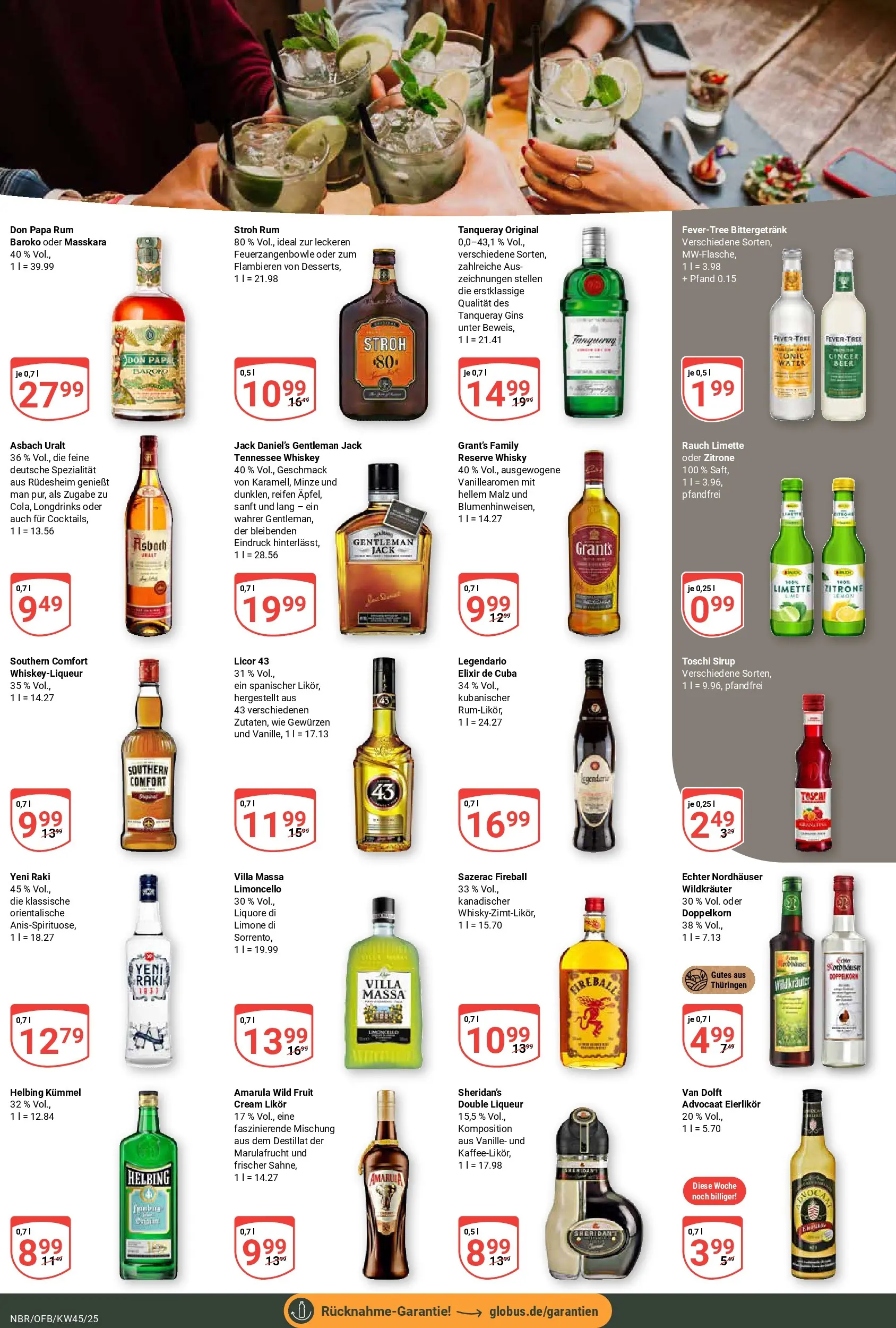 Globus prospekt Neubrandenburg	 (ab 02.11.2025) » Angebote online | Seite: 19 | Produkte: Whisky, Likör, Zitrone, Asbach