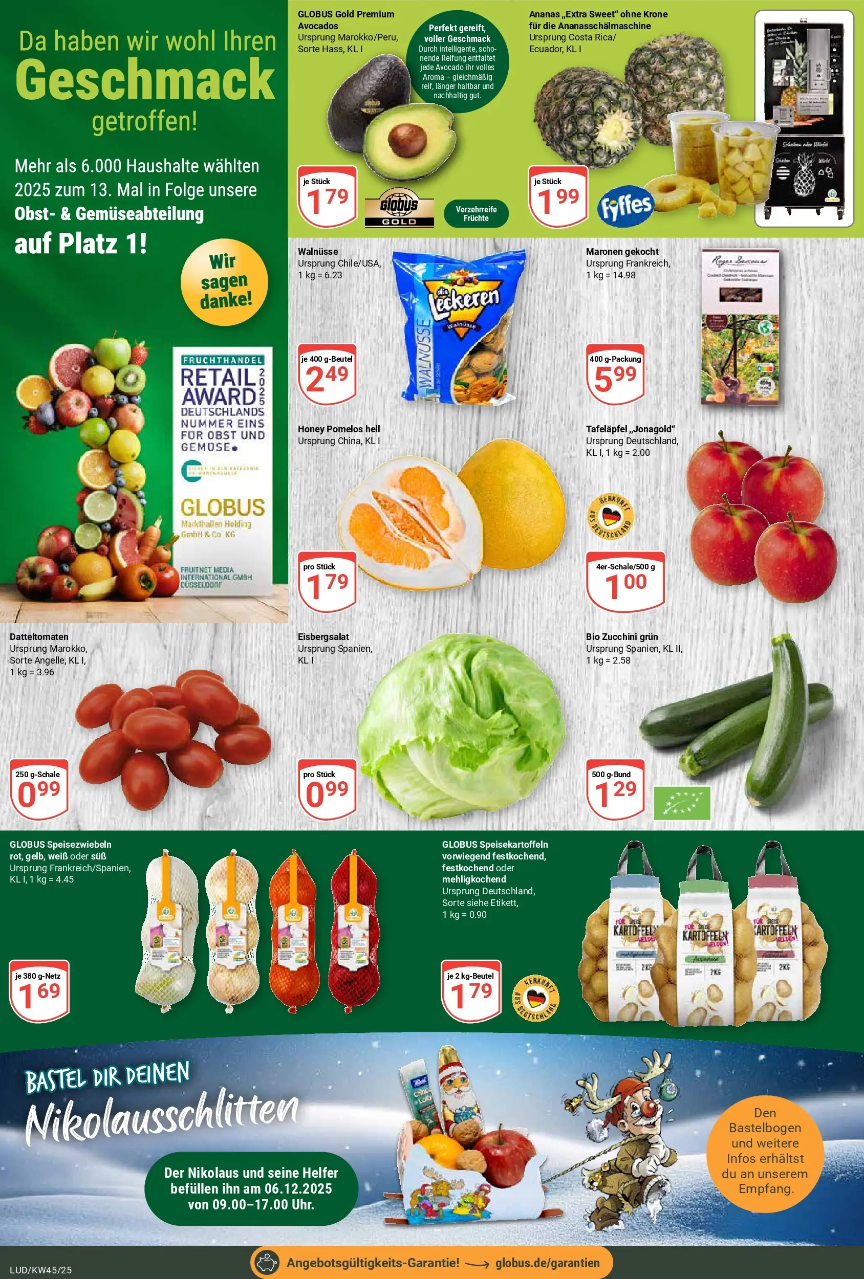 Globus prospekt Ludwigshafen-Oggersheim	 (ab 02.11.2025) » Angebote online | Seite: 6 | Produkte: Walnüsse, Ananas, Kartoffeln, Zucchini