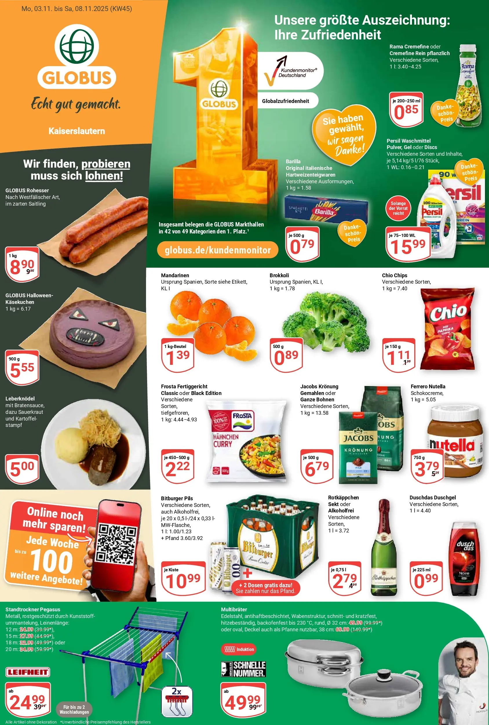 Globus prospekt Kaiserslautern	 (ab 02.11.2025) » Angebote online | Seite: 1 | Produkte: Bitburger, Pils, Mandarinen, Persil