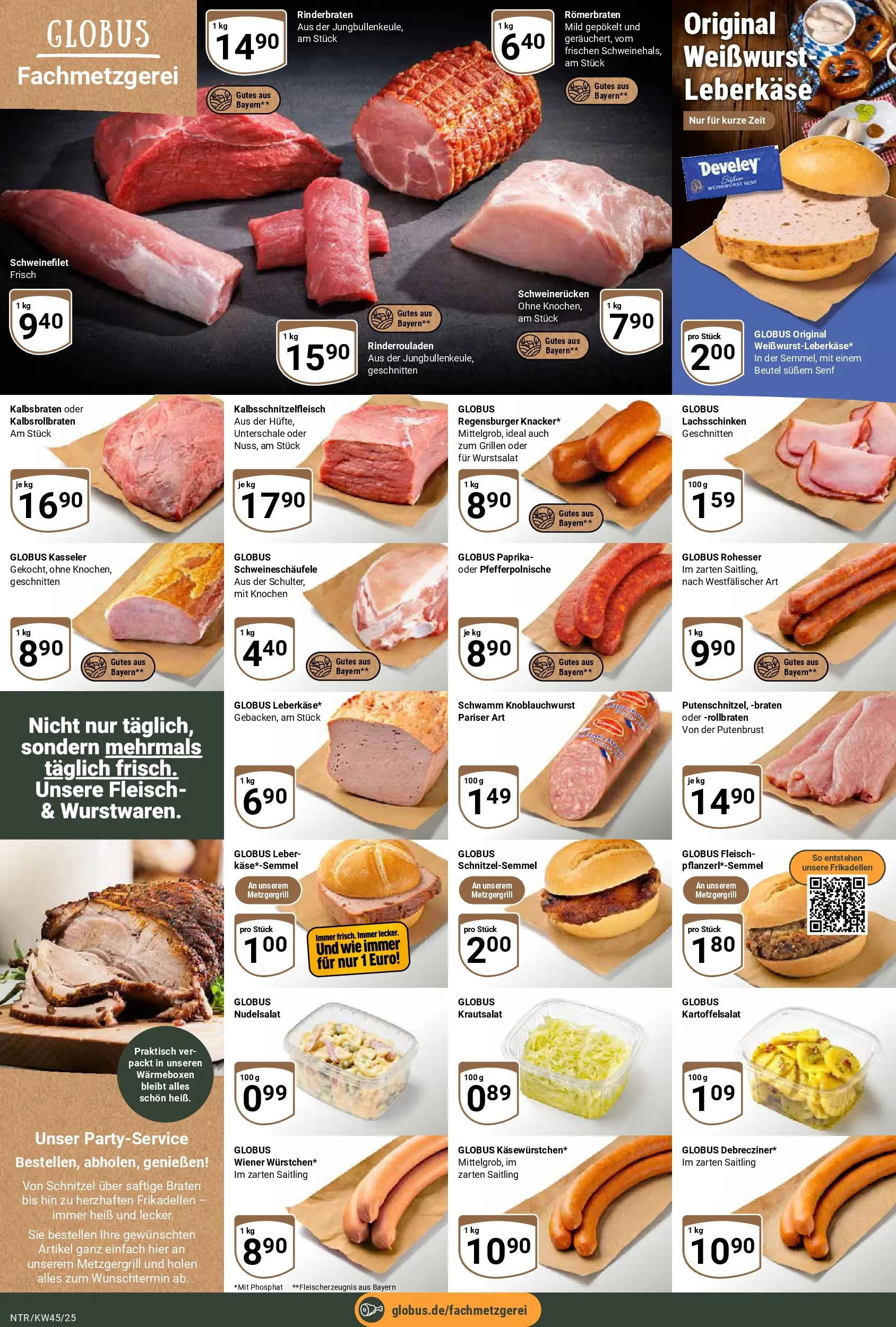 Globus prospekt Neutraubling	 (ab 02.11.2025) » Angebote online | Seite: 8 | Produkte: Weißwurst, Schnitzel, Fleisch, Leberkase