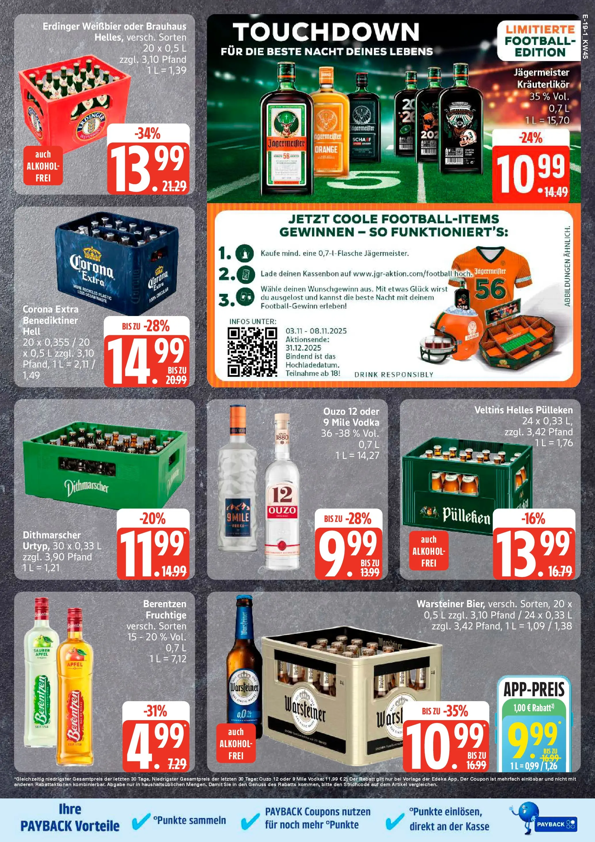 Edeka prospekt Hamburg	 (ab 02.11.2025) » Angebote Online | Seite: 19 | Produkte: Ouzo 12, Weißbier, Football, Jägermeister