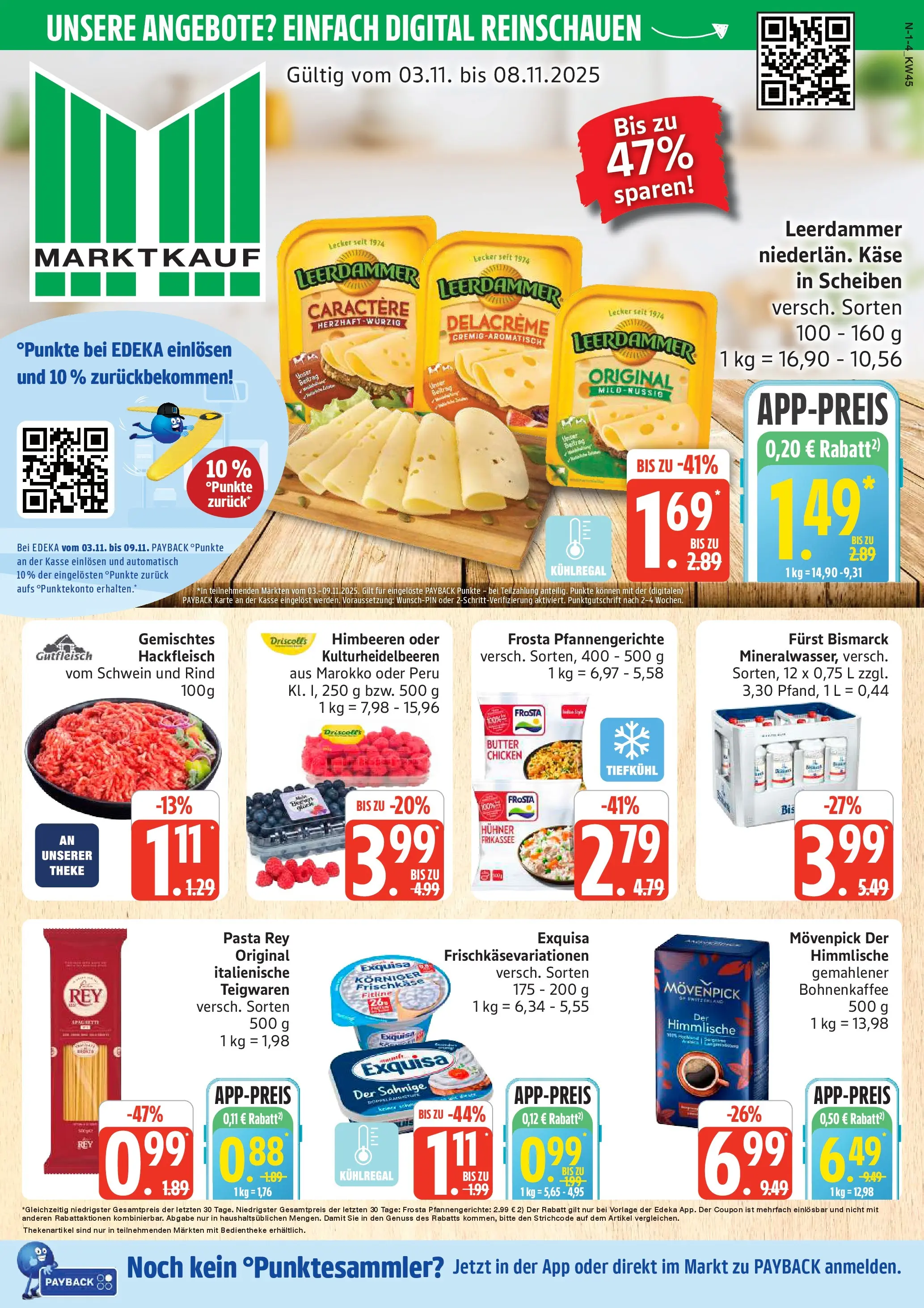 Marktkauf - Marktkauf: Wochenangebote (ab 02.11.2025) » Angebote online | Seite: 1 | Produkte: Leerdammer, Frosta, Pasta, Frischkase