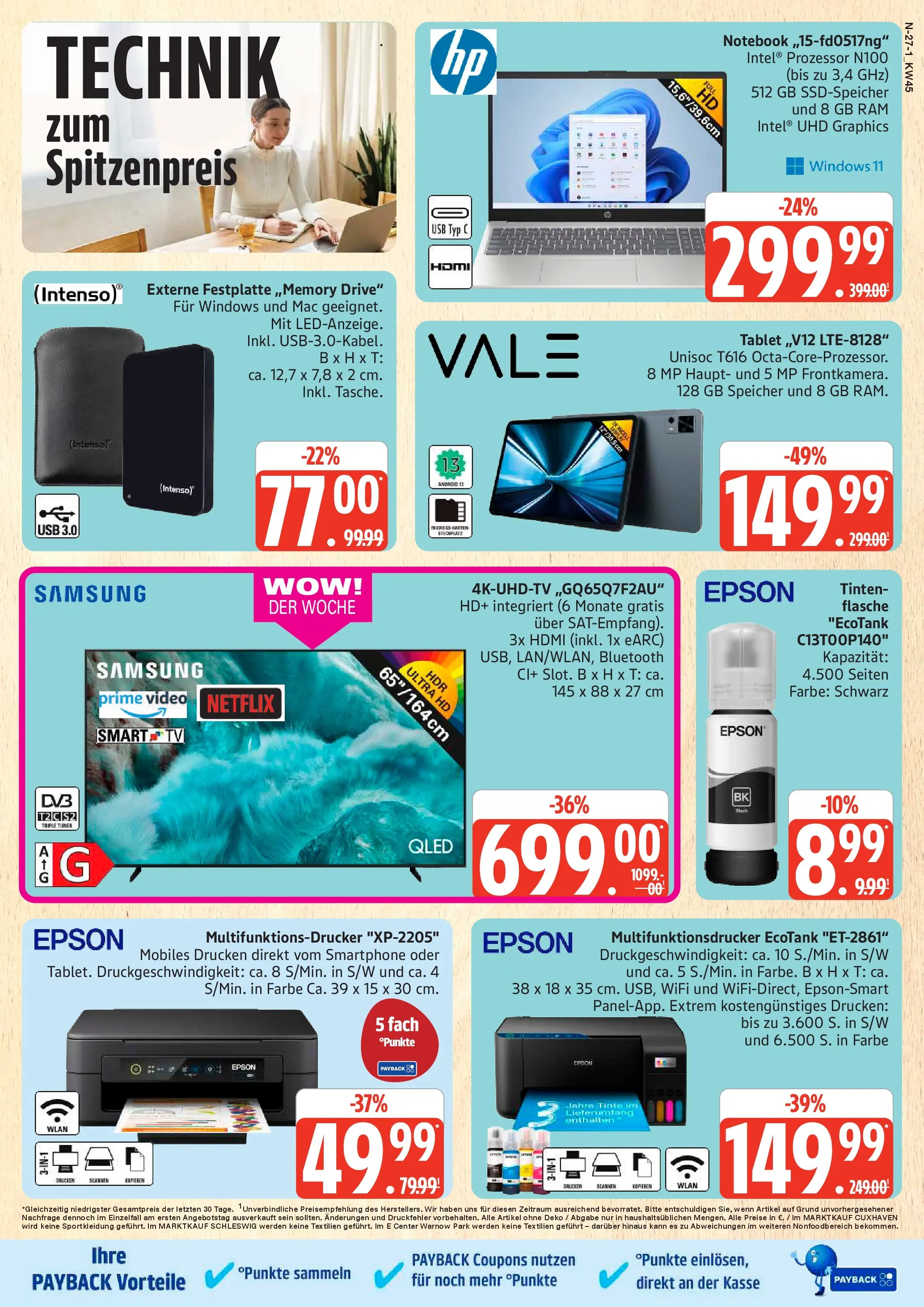 Marktkauf - Marktkauf: Wochenangebote (ab 02.11.2025) » Angebote online | Seite: 27 | Produkte: Epson, Samsung, Smartphone, Video