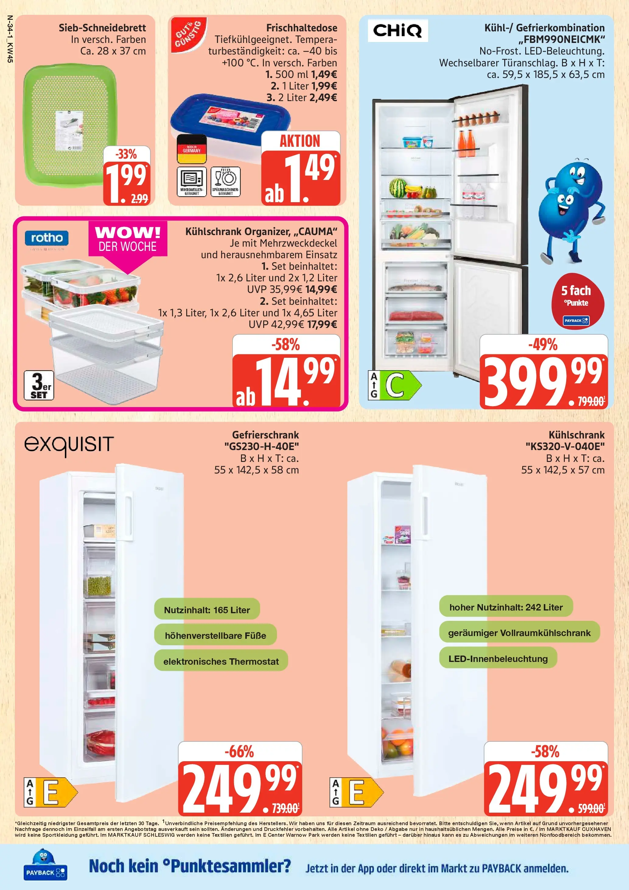 Marktkauf - Marktkauf: Wochenangebote (ab 02.11.2025) » Angebote online | Seite: 34 | Produkte: Gefrierschrank, Kühlschrank, Sahne