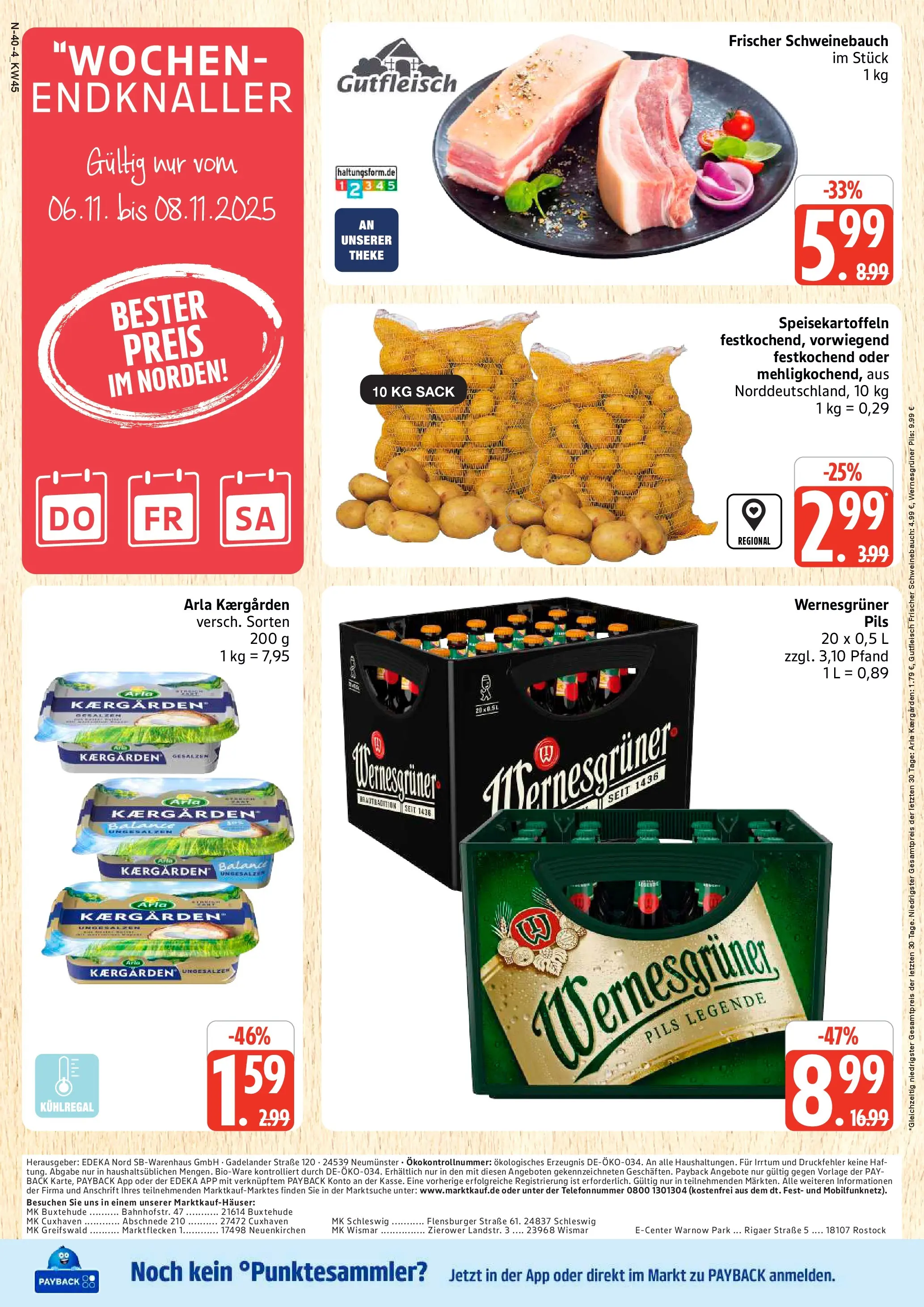 Marktkauf - Marktkauf: Wochenangebote (ab 02.11.2025) » Angebote online | Seite: 40 | Produkte: Theke, Schweinebauch, Pils, Flensburger