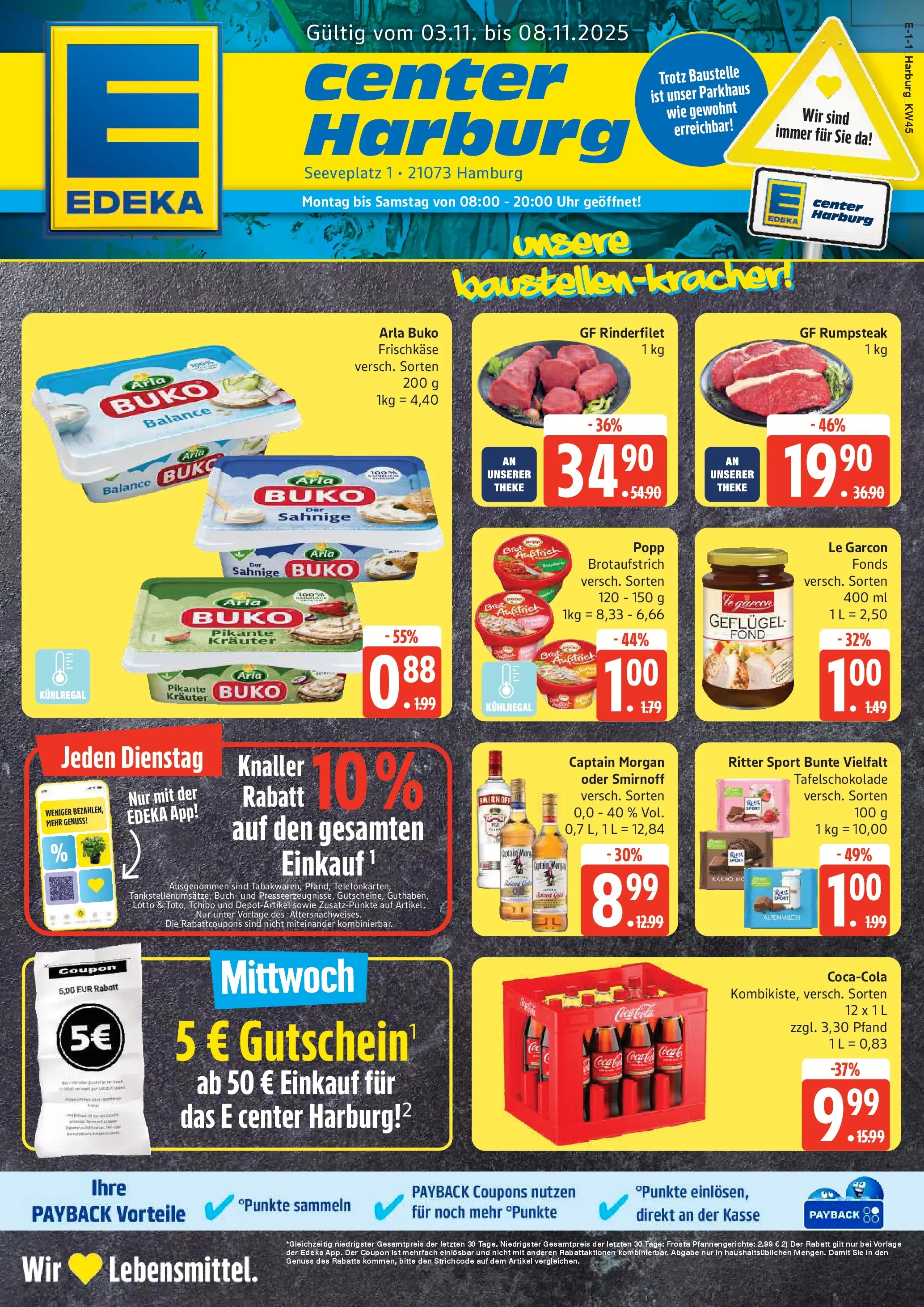 Edeka prospekt Hamburg	 (ab 02.11.2025) » Angebote Online | Seite: 1 | Produkte: Rumpsteak, Smirnoff, Uhr, Frischkase