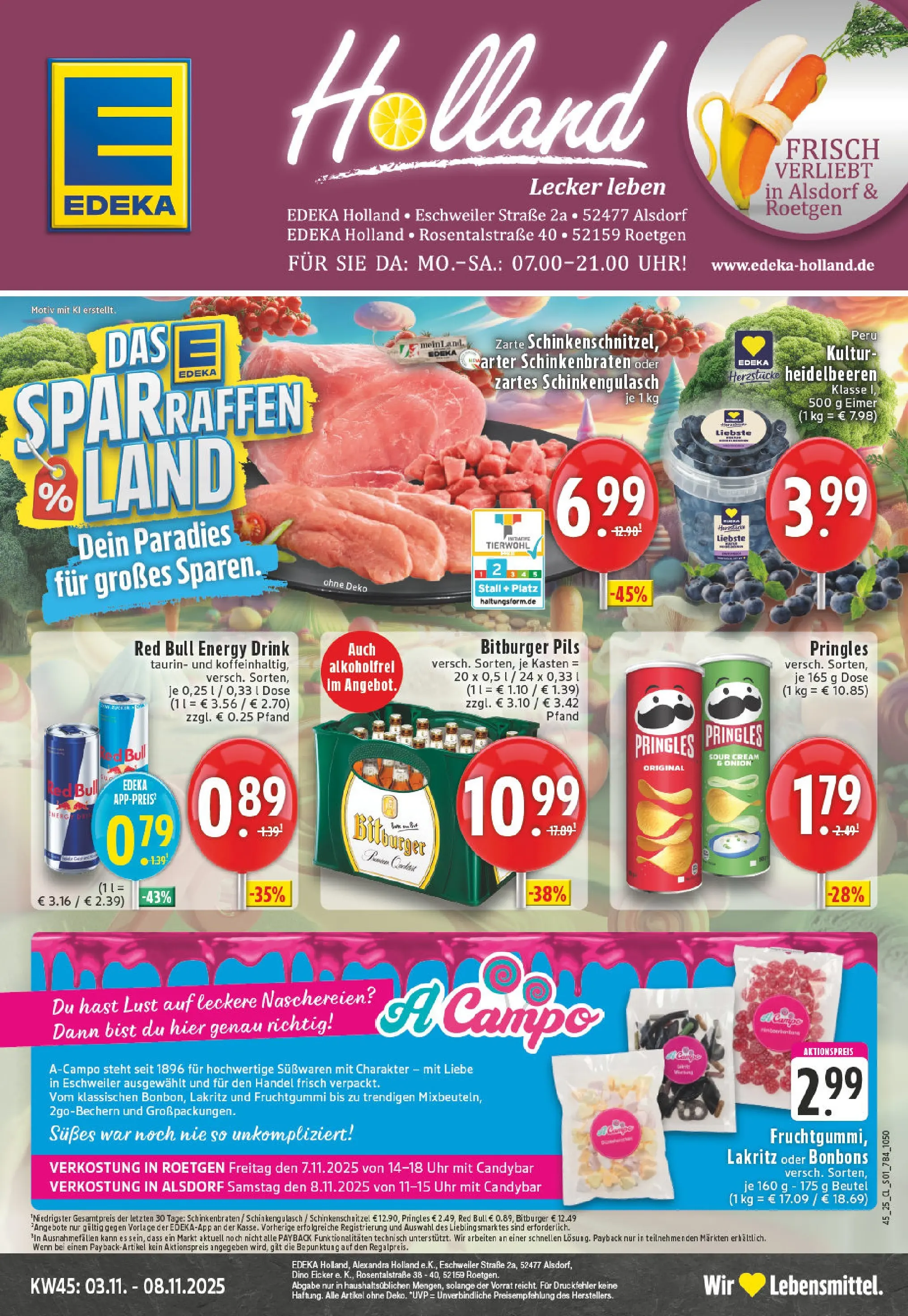 Edeka prospekt Alsdorf	 (ab 02.11.2025) » Angebote Online | Seite: 1 | Produkte: Bitburger, Heidelbeeren, Chips, Uhr