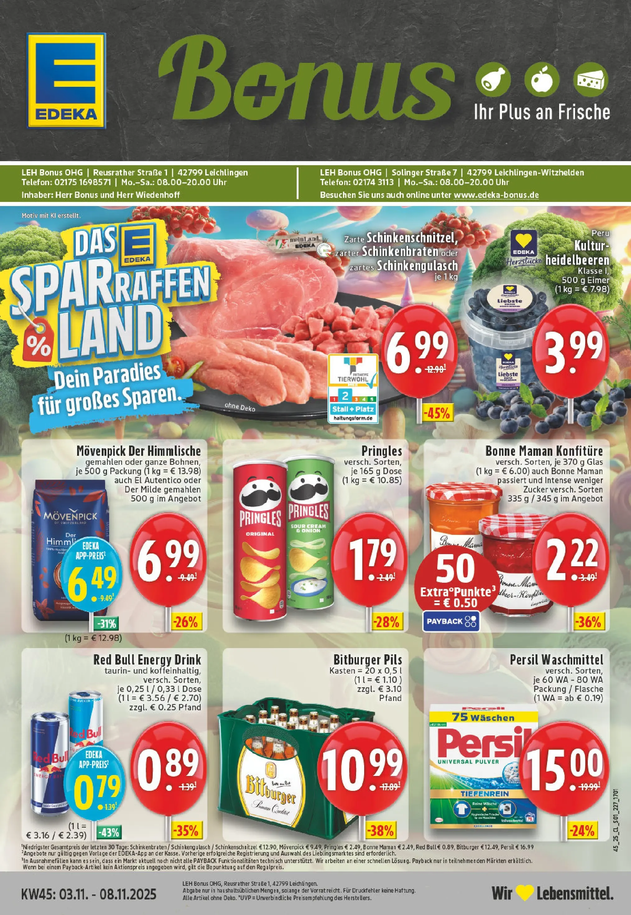 Edeka prospekt Leichlingen-Witzhelden	 (ab 02.11.2025) » Angebote Online | Seite: 1 | Produkte: Pils, Heidelbeeren, Bonne maman, Uhr