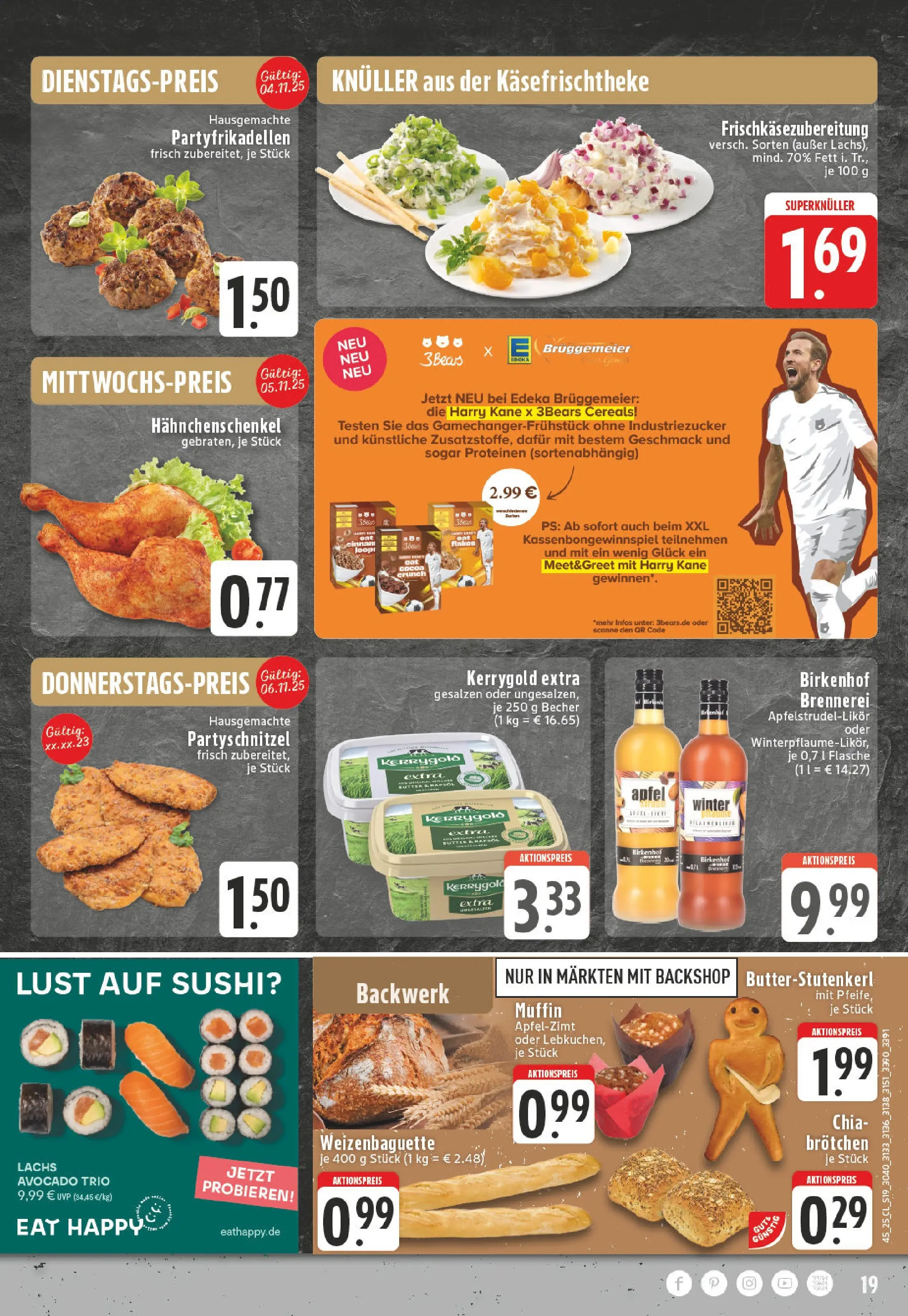 Edeka prospekt Kevelaer	 (ab 02.11.2025) » Angebote Online | Seite: 19 | Produkte: Hahnchenschenkel, Butter, Baguette, Lachs