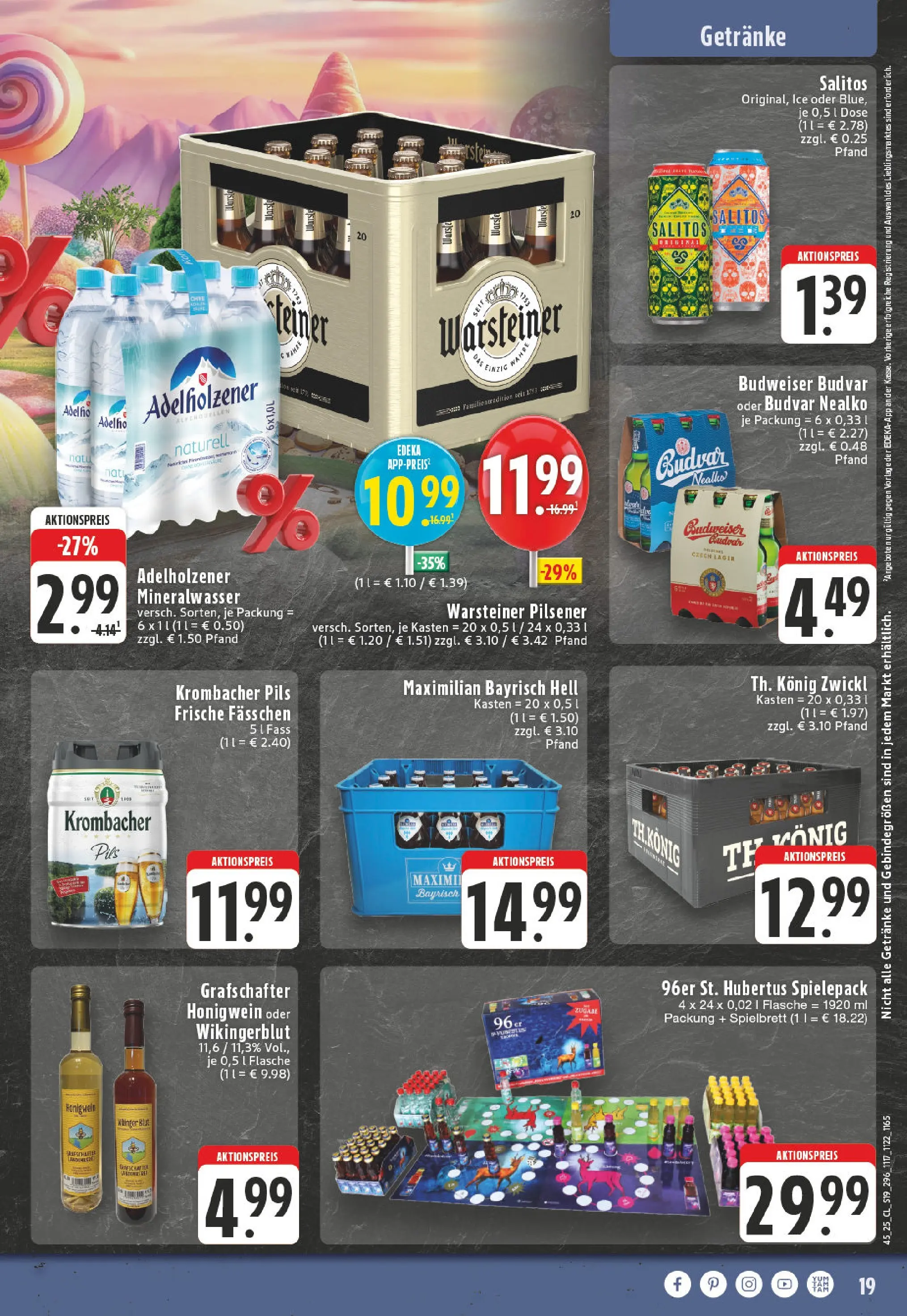 Edeka prospekt Neuenhaus	 (ab 02.11.2025) » Angebote Online | Seite: 19 | Produkte: Pils, Adelholzener, Warsteiner, Krombacher