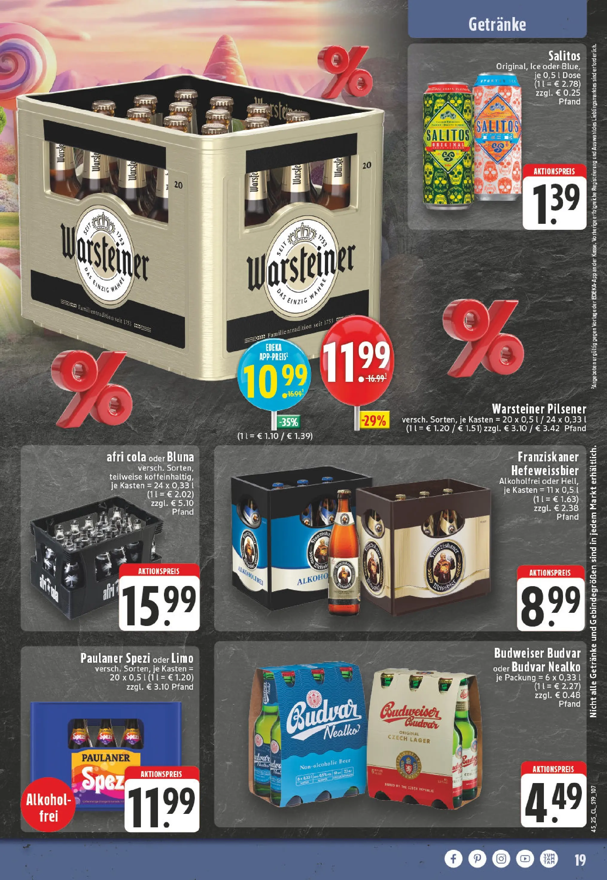 Edeka prospekt Würselen	 (ab 02.11.2025) » Angebote Online | Seite: 19 | Produkte: Cola, Paulaner spezi, Warsteiner, Budweiser