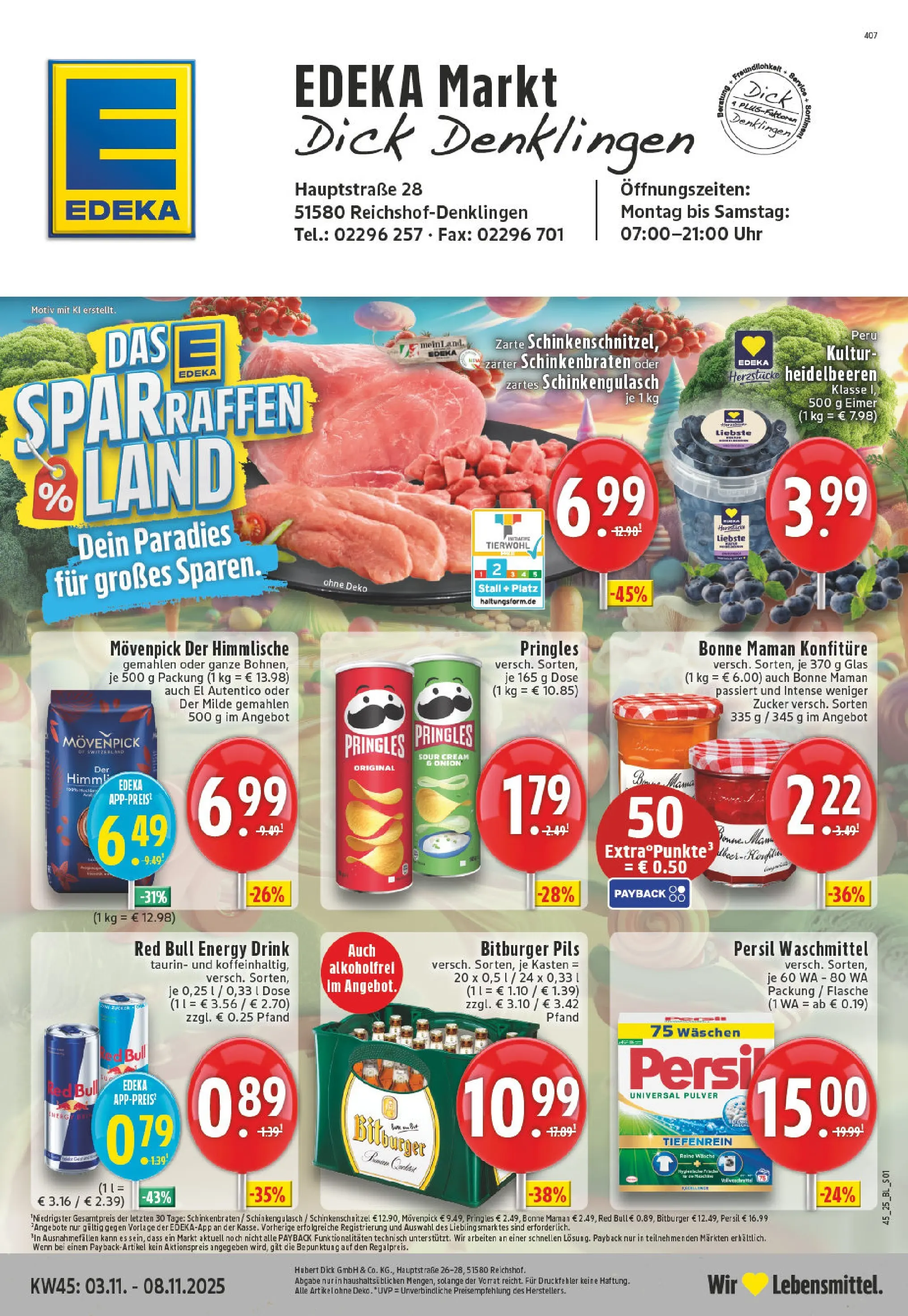 Edeka prospekt Reichshof - Denklingen	 (ab 02.11.2025) » Angebote Online | Seite: 1 | Produkte: Energy, Zucker, Bonne maman, Persil