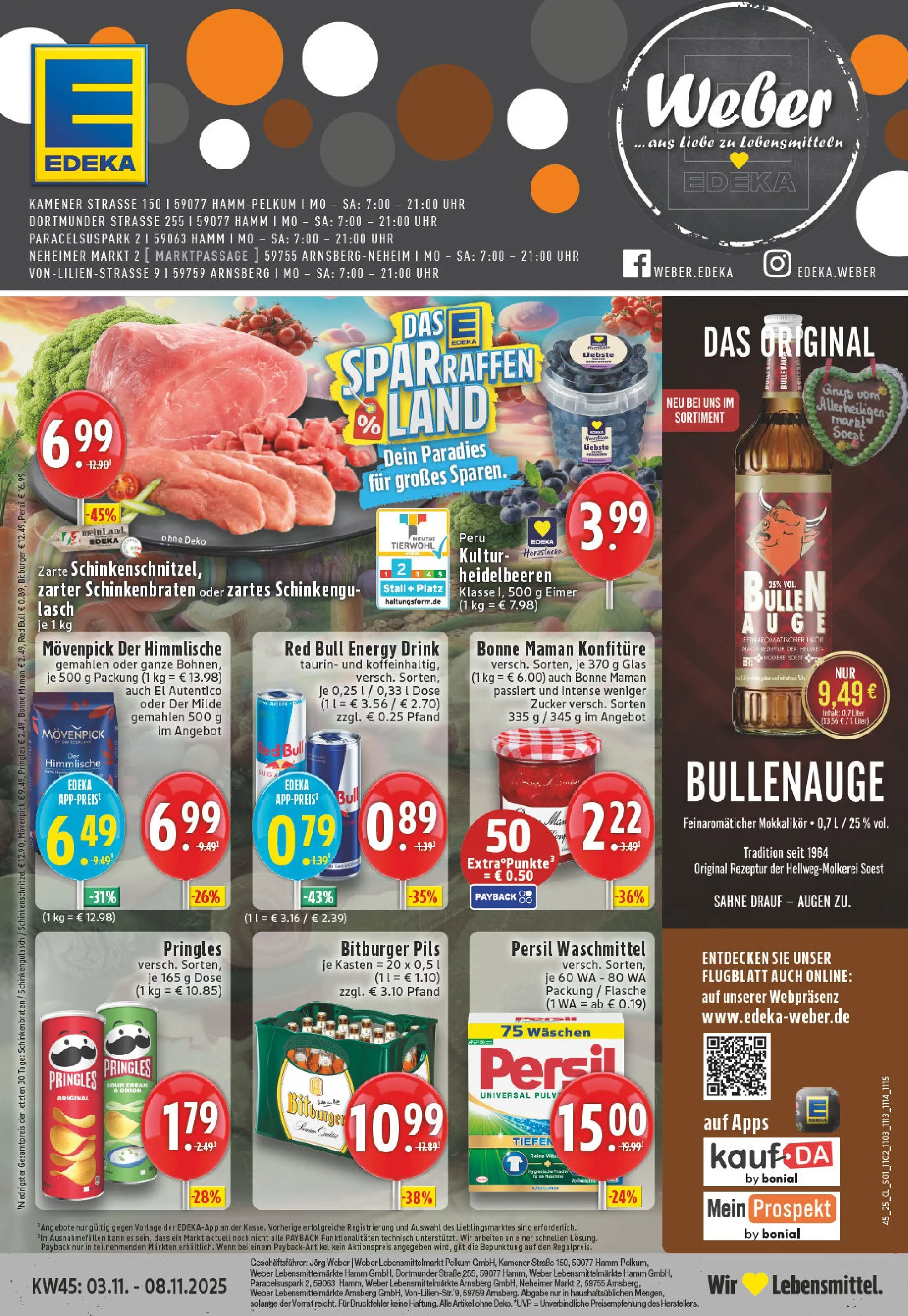 Edeka prospekt Arnsberg	 (ab 02.11.2025) » Angebote Online | Seite: 1 | Produkte: Bitburger, Heidelbeeren, Zucker, Sahne