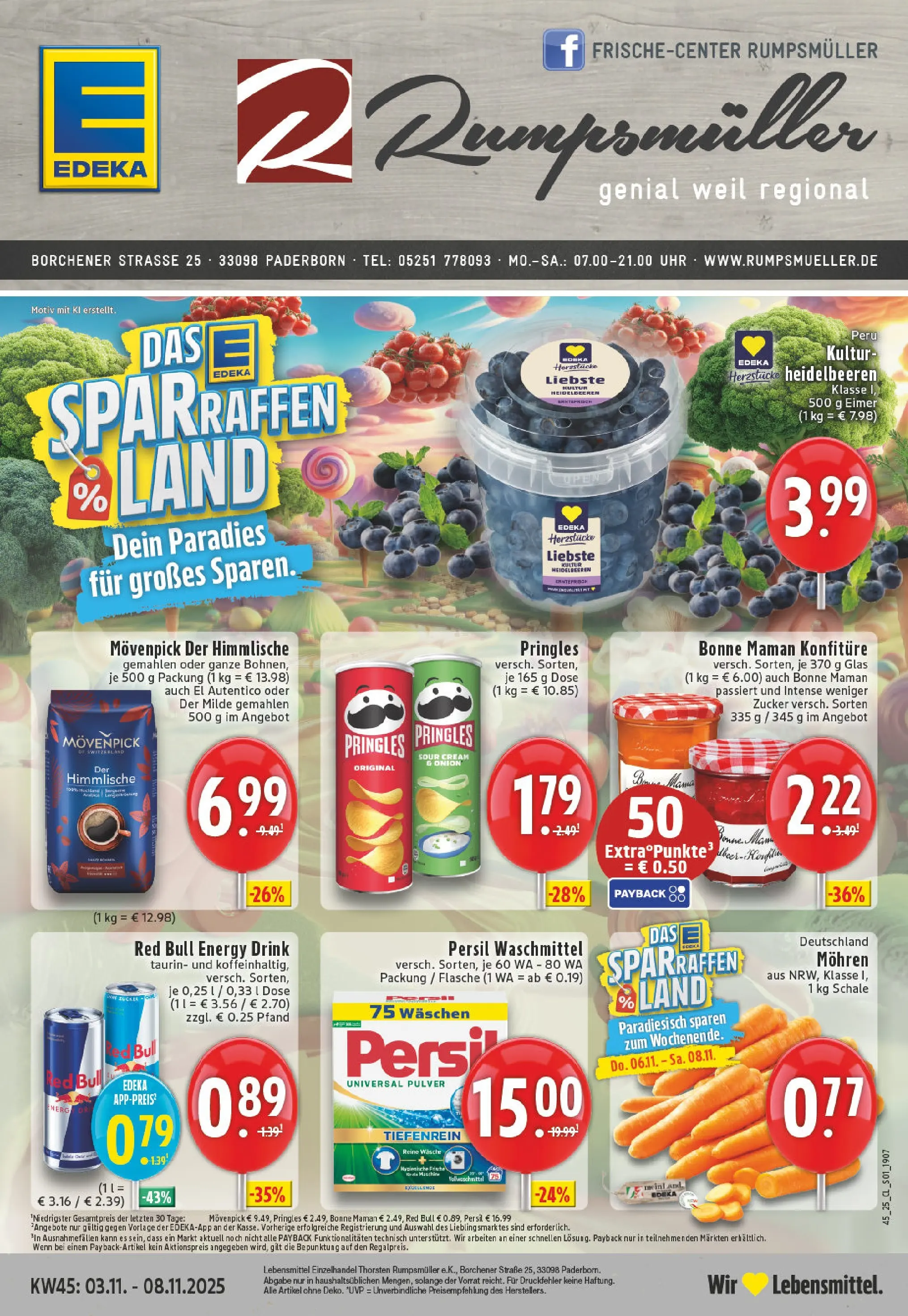 Edeka prospekt Paderborn	 (ab 02.11.2025) » Angebote Online | Seite: 1 | Produkte: Red bull, Mohren, Pringles, Uhr