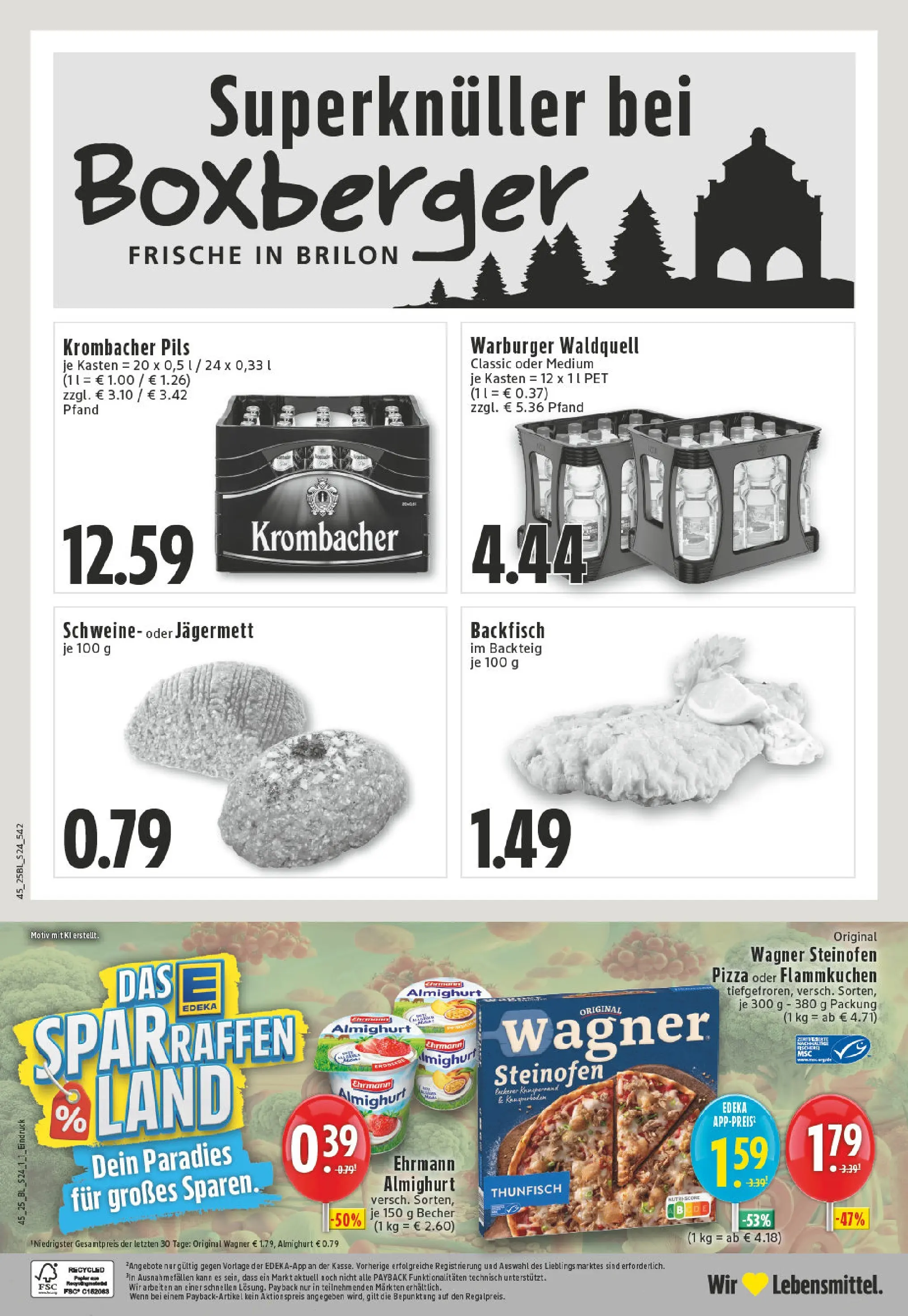 Edeka prospekt Brilon	 (ab 02.11.2025) » Angebote Online | Seite: 24 | Produkte: Ehrmann almighurt, Thunfisch, Krombacher, Pizza