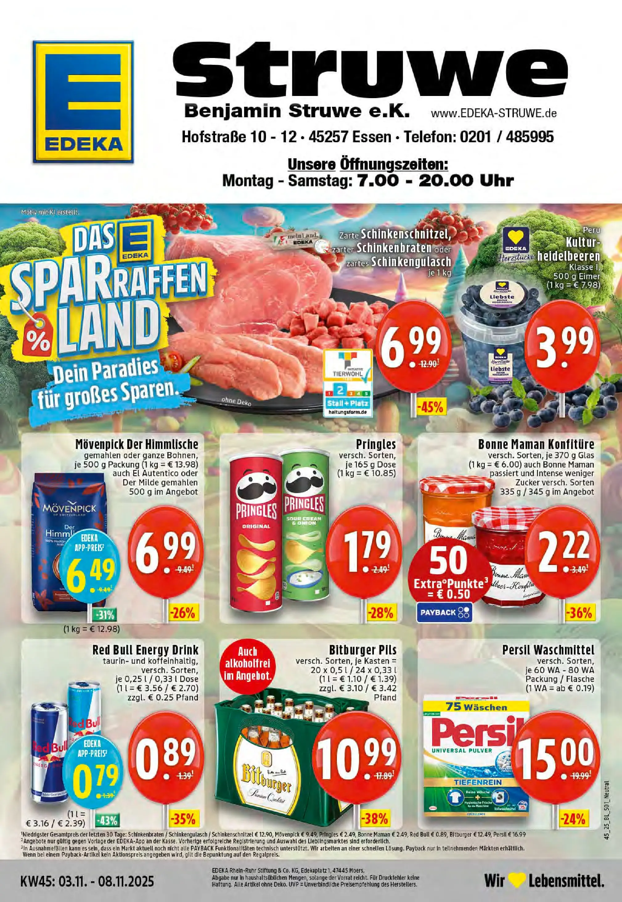 Edeka prospekt Essen	 (ab 02.11.2025) » Angebote Online | Seite: 1 | Produkte: Heidelbeeren, Zucker, Pringles, Persil