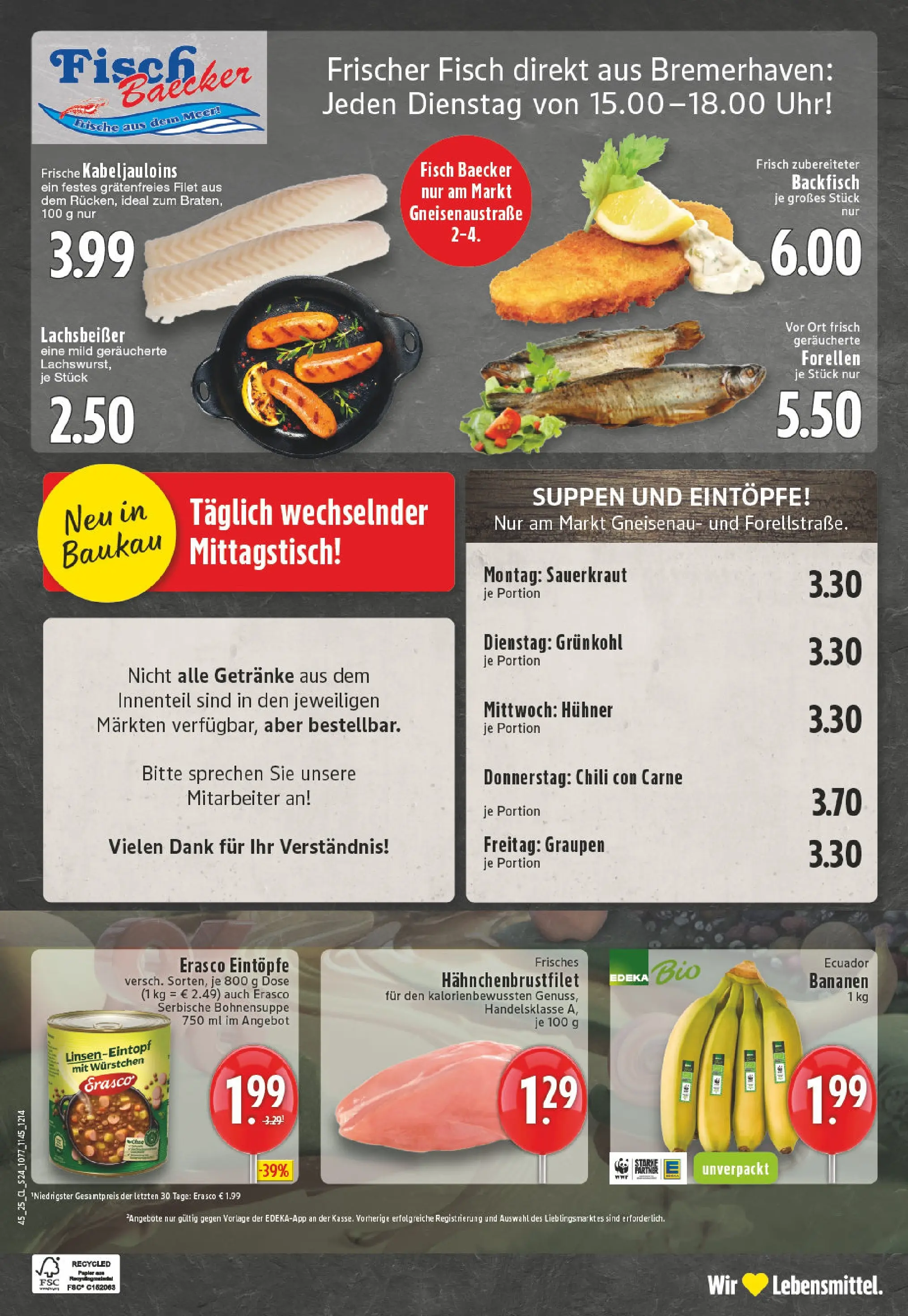 Edeka prospekt Herne	 (ab 02.11.2025) » Angebote Online | Seite: 24 | Produkte: Bananen, Fisch, Erasco, Uhr